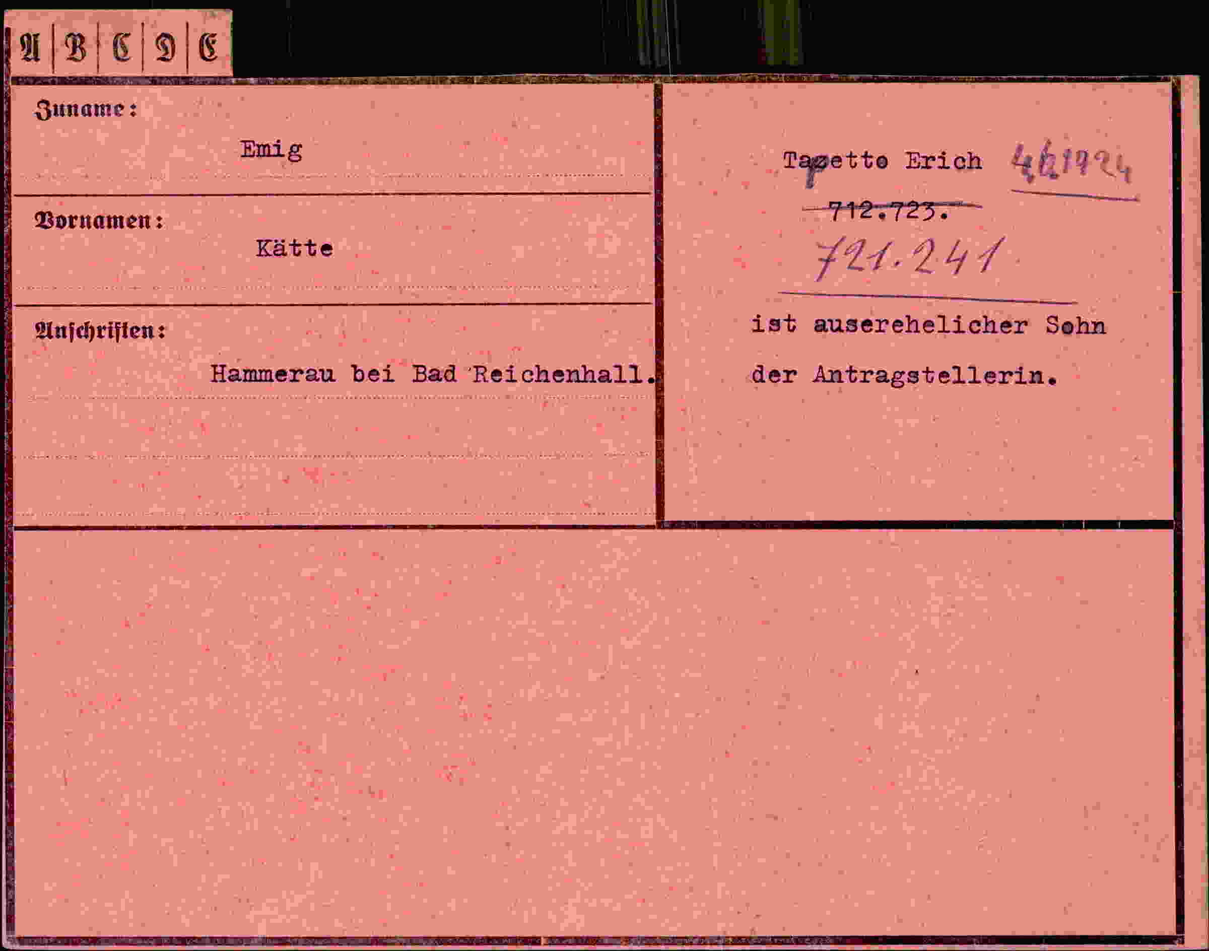 Dokument für Kätte Emig