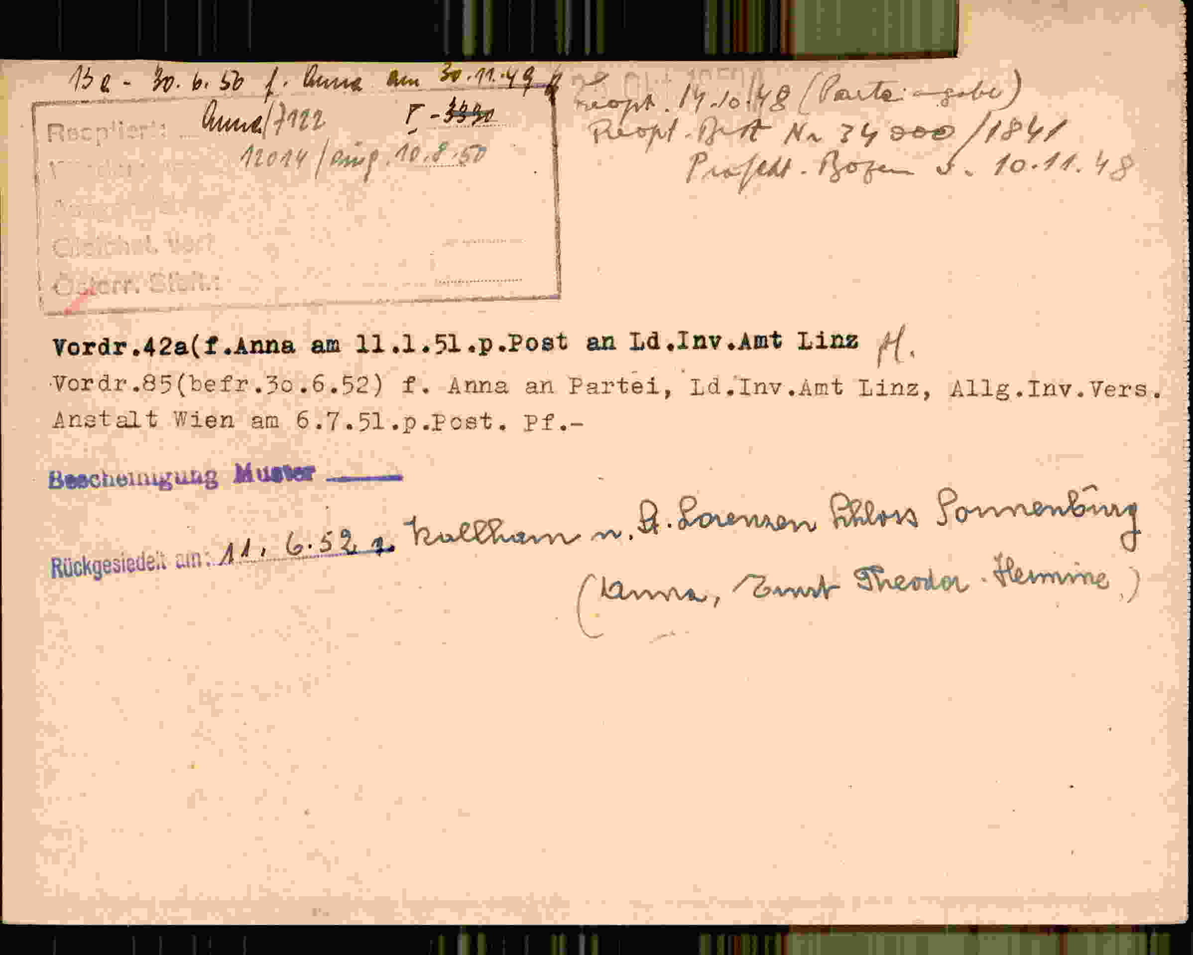 Rückseite des Dokuments