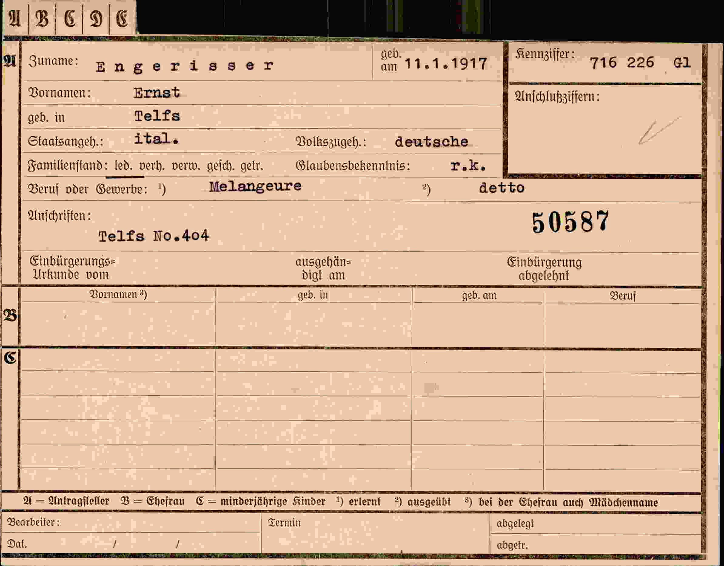 Dokument für Ernst Engerisser
