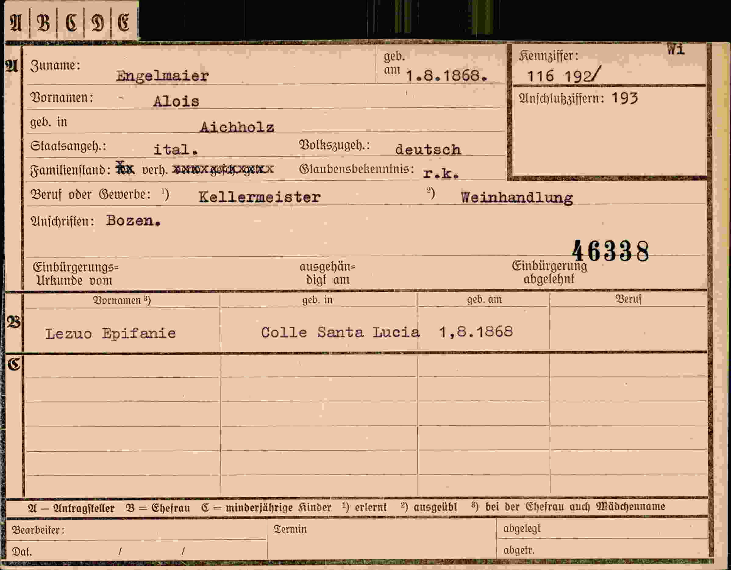 Dokument für Alois Engelmaier