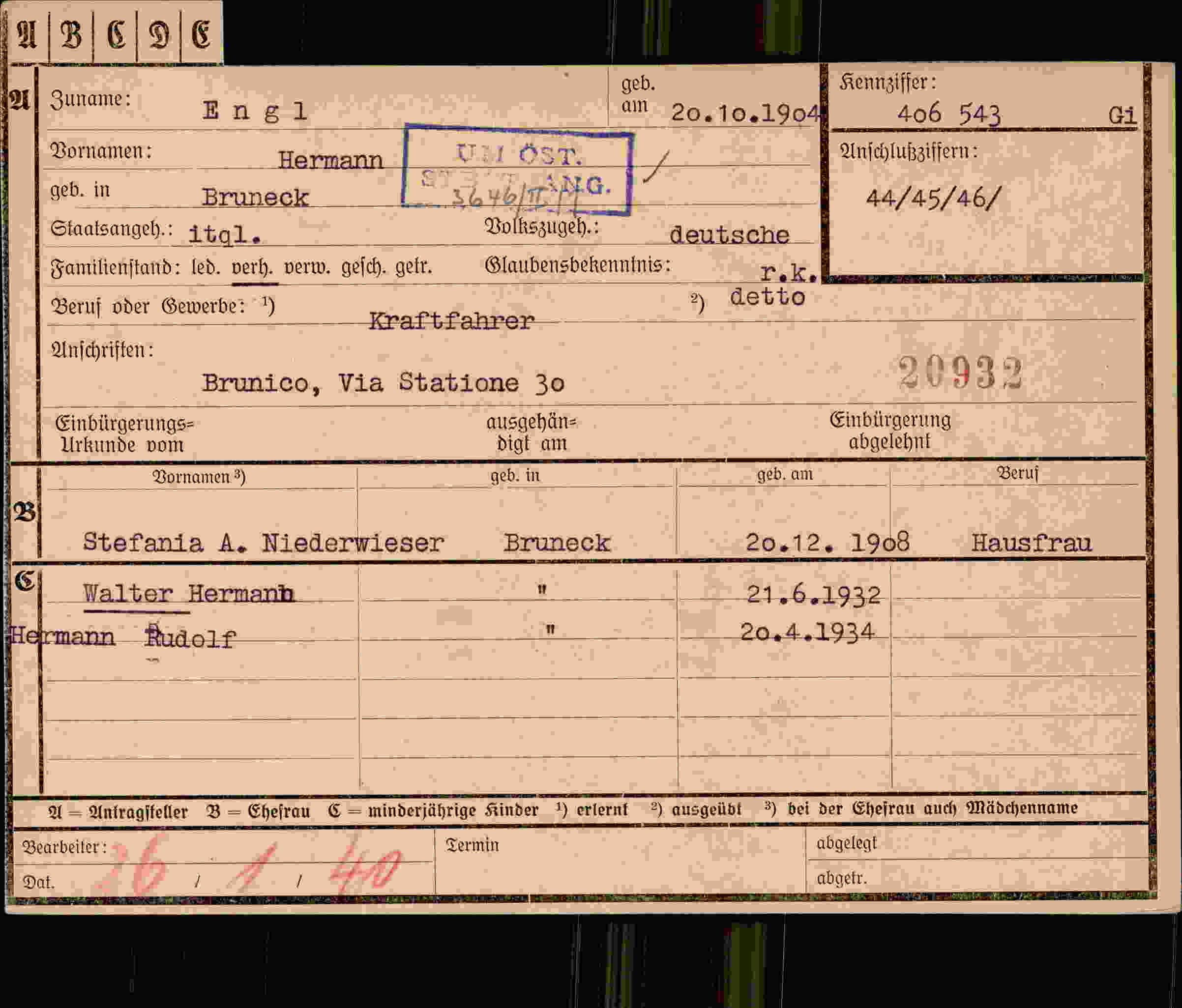 Dokument für Hermann Engl