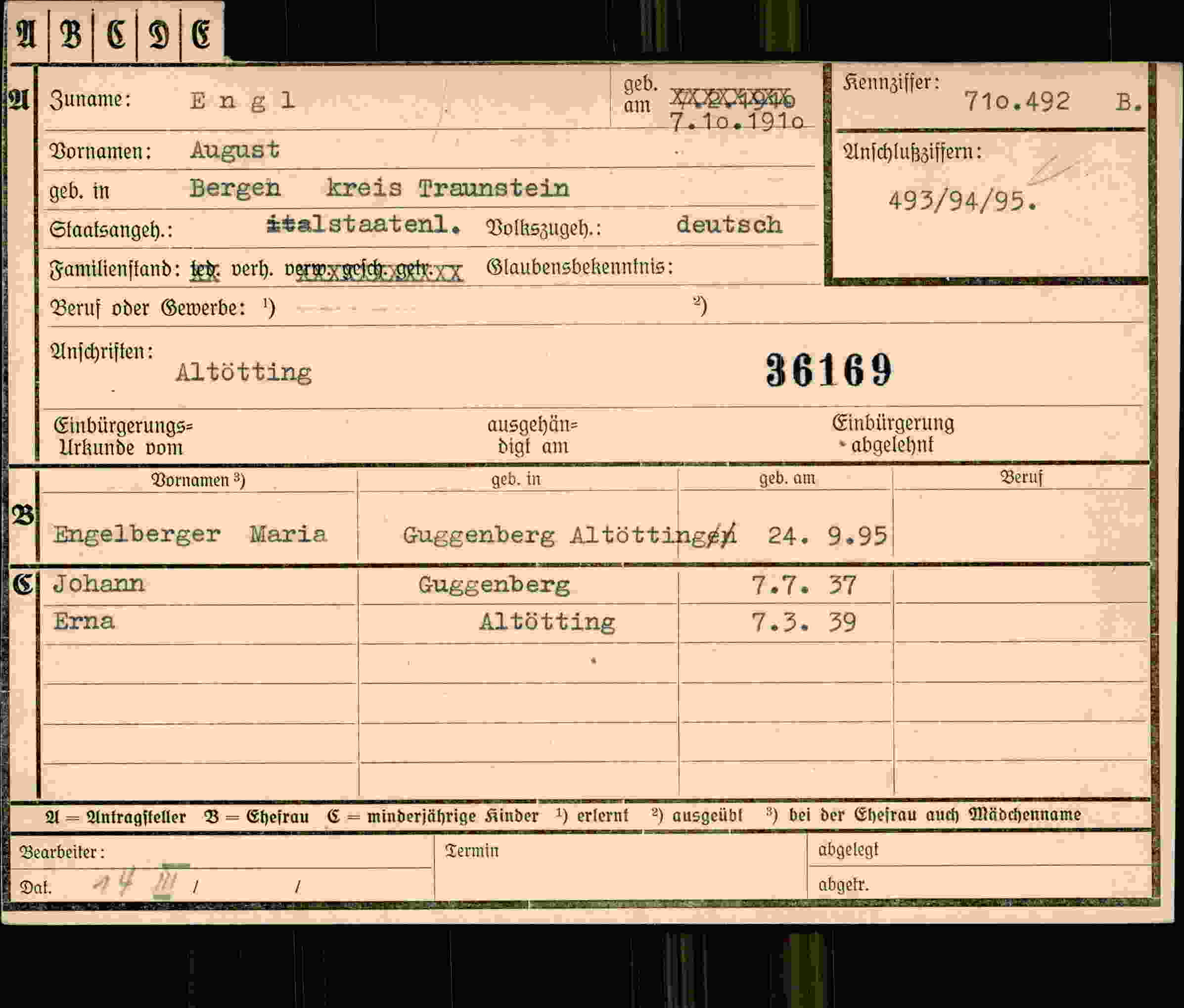 Vorderseite des Dokuments