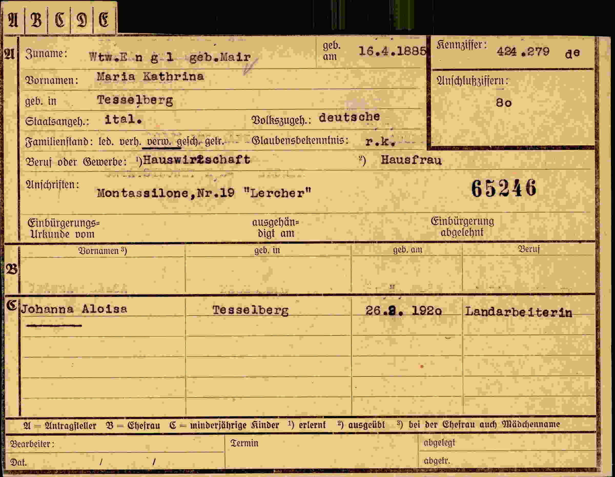 Dokument für Maria Eng