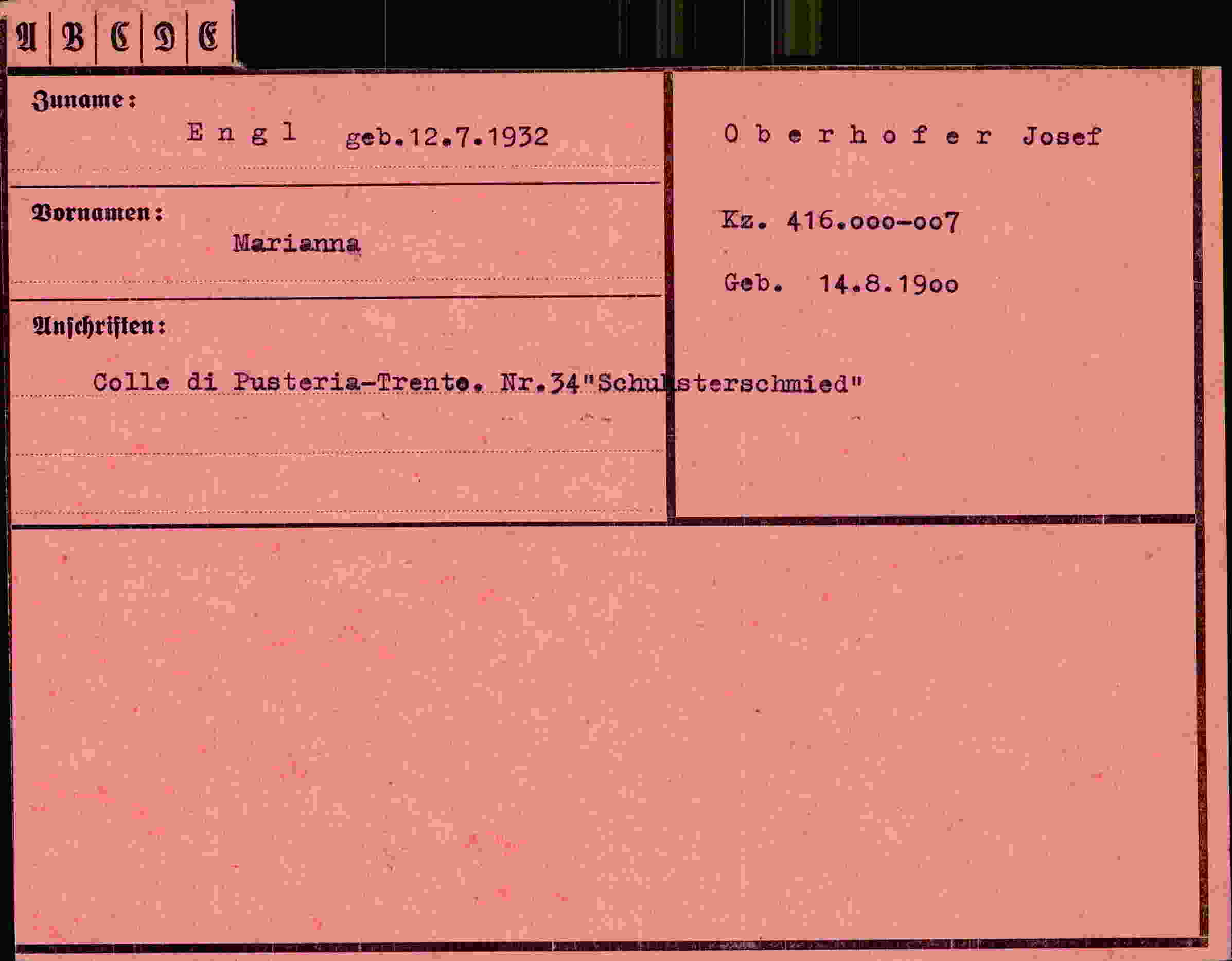 Vorderseite des Dokuments