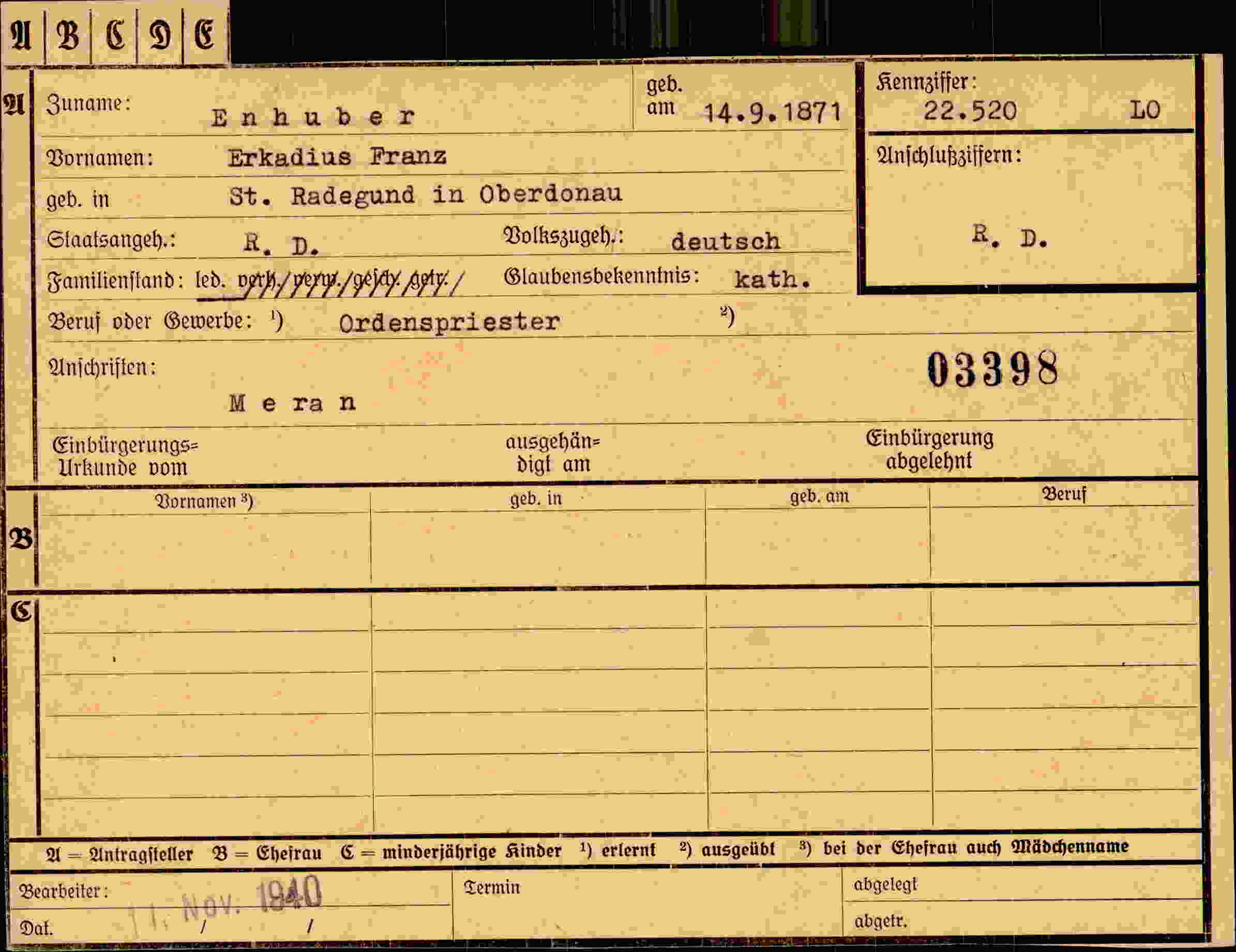 Dokument für Franz Enhuber