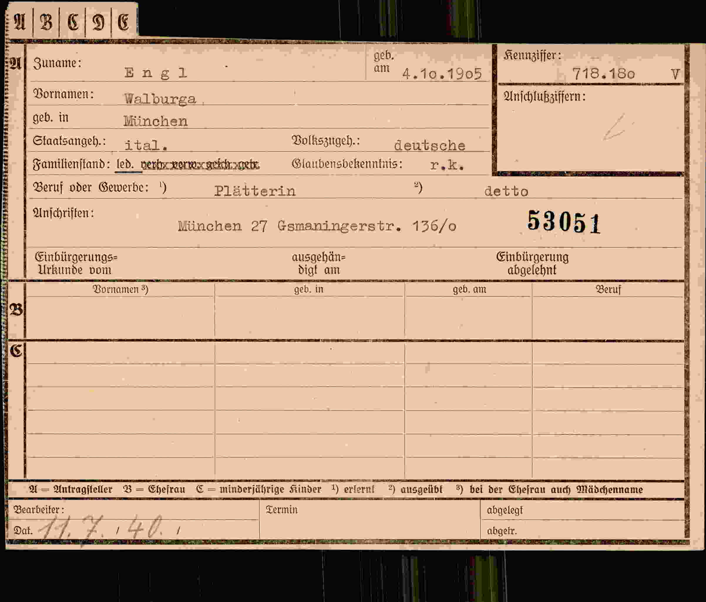 Dokument für Walburga Engl