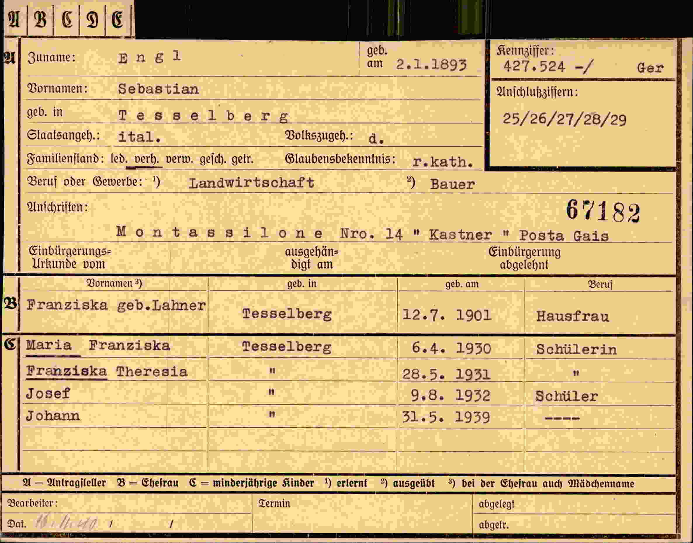 Vorderseite des Dokuments