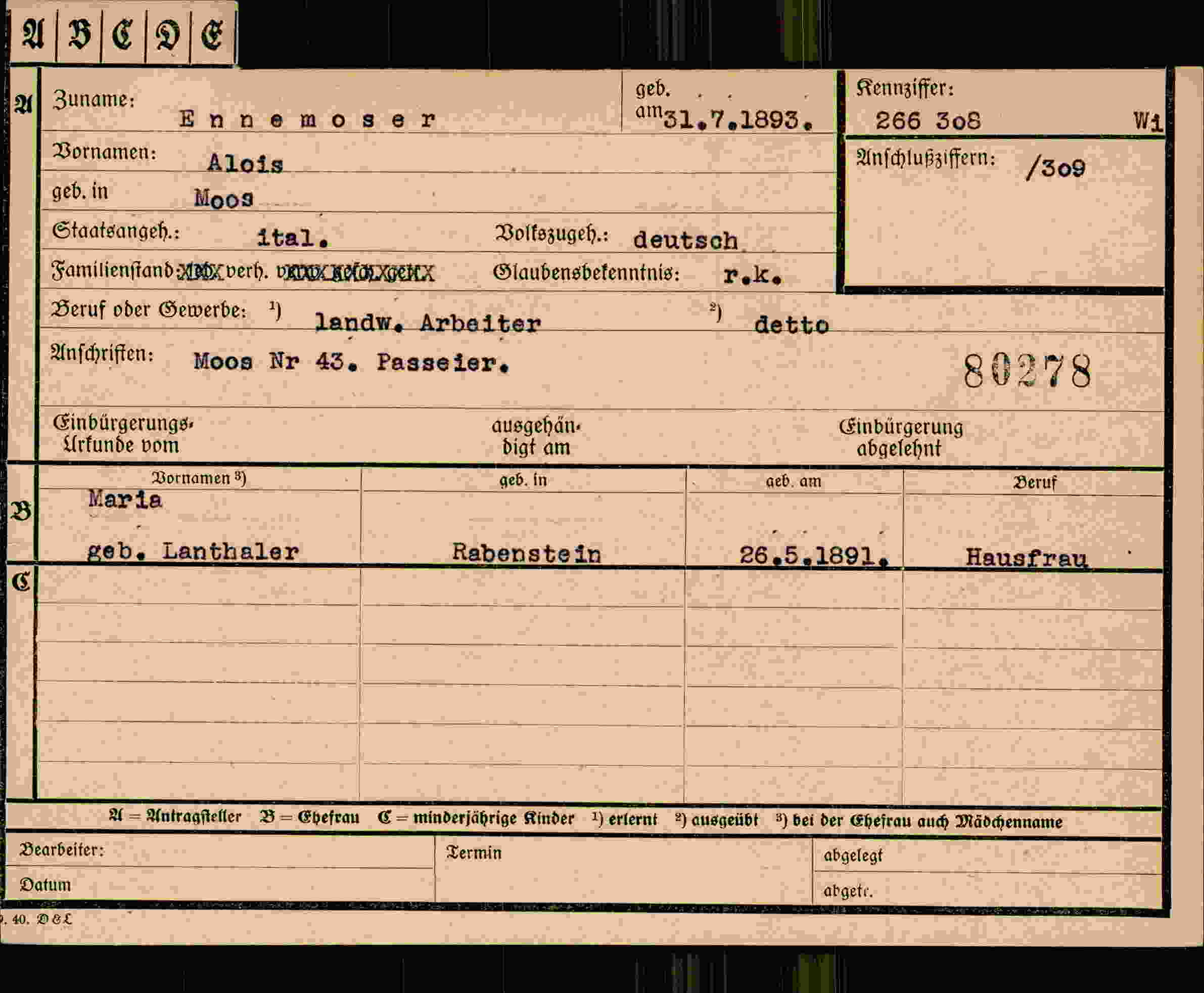 Dokument für Alois Ennemoser