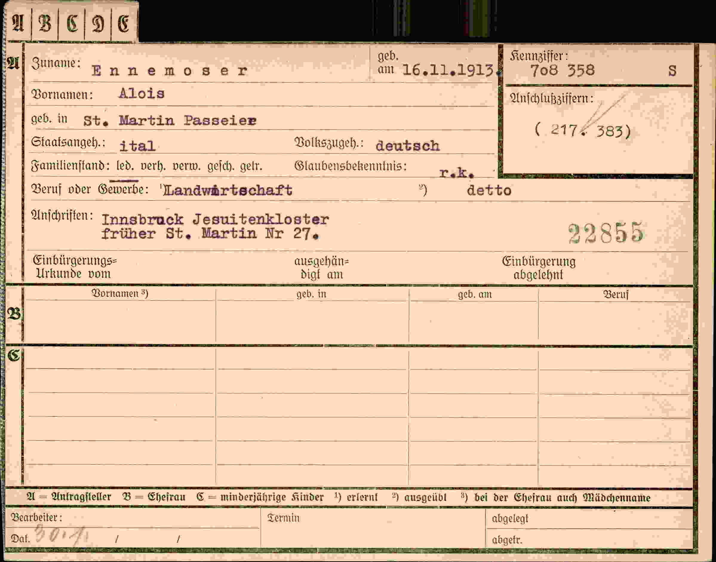 Dokument für Alois Ennemoser
