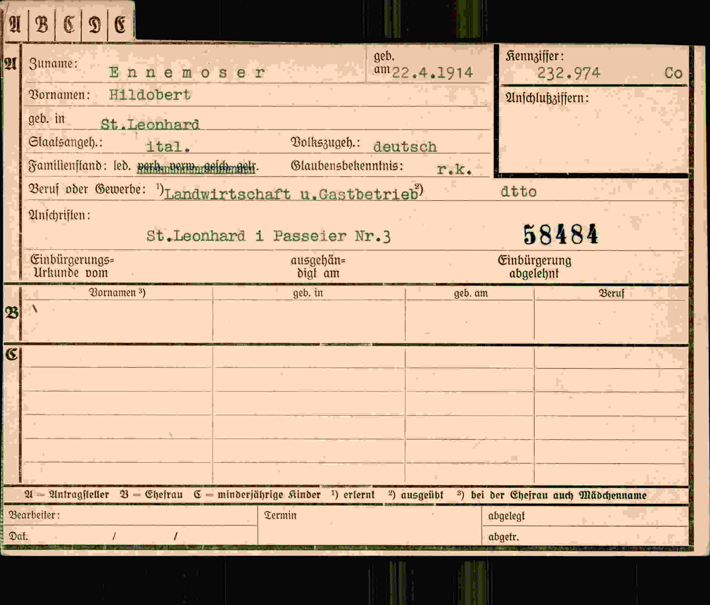 Vorderseite des Dokuments