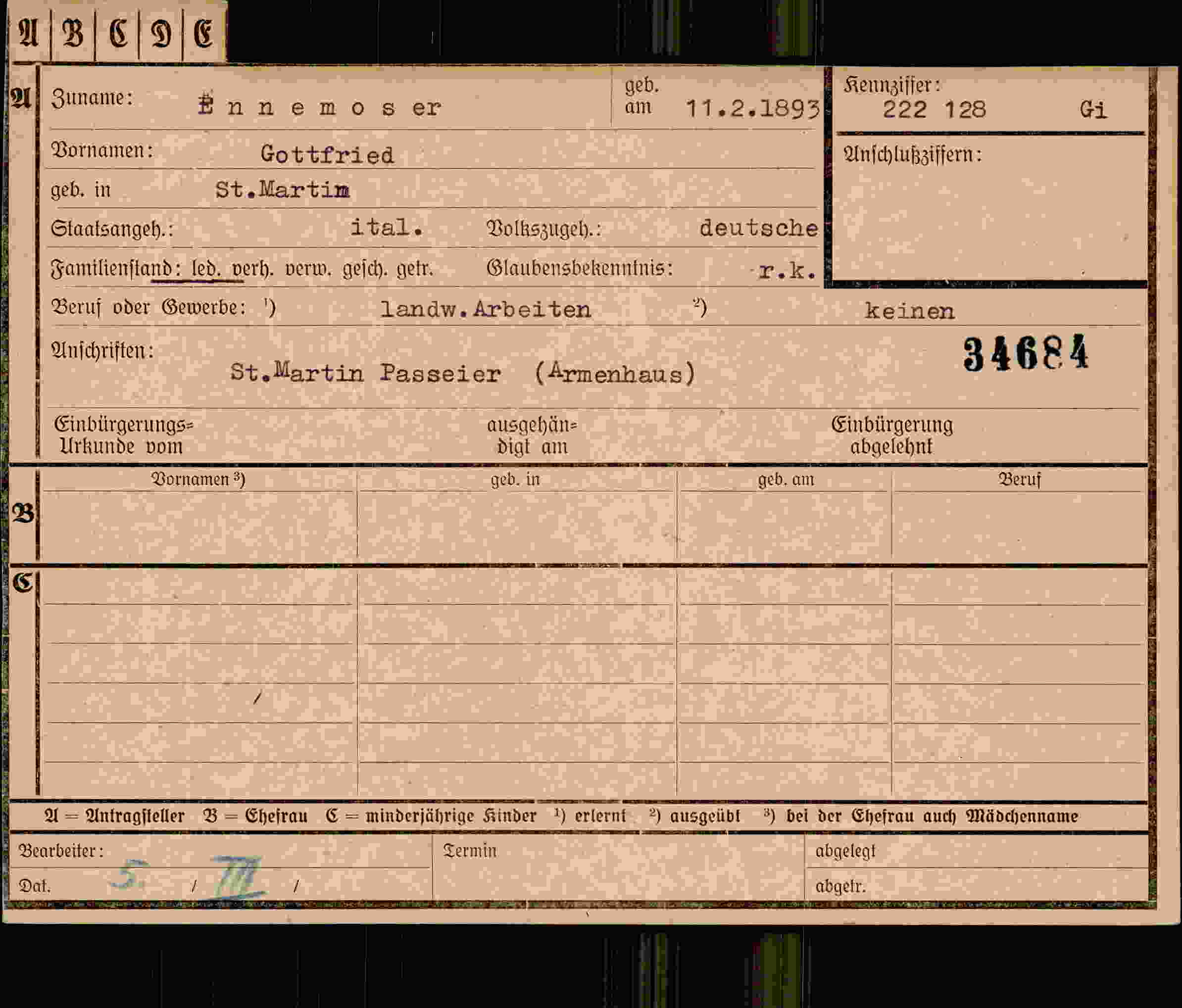 Dokument für Gottfried Ennemoser
