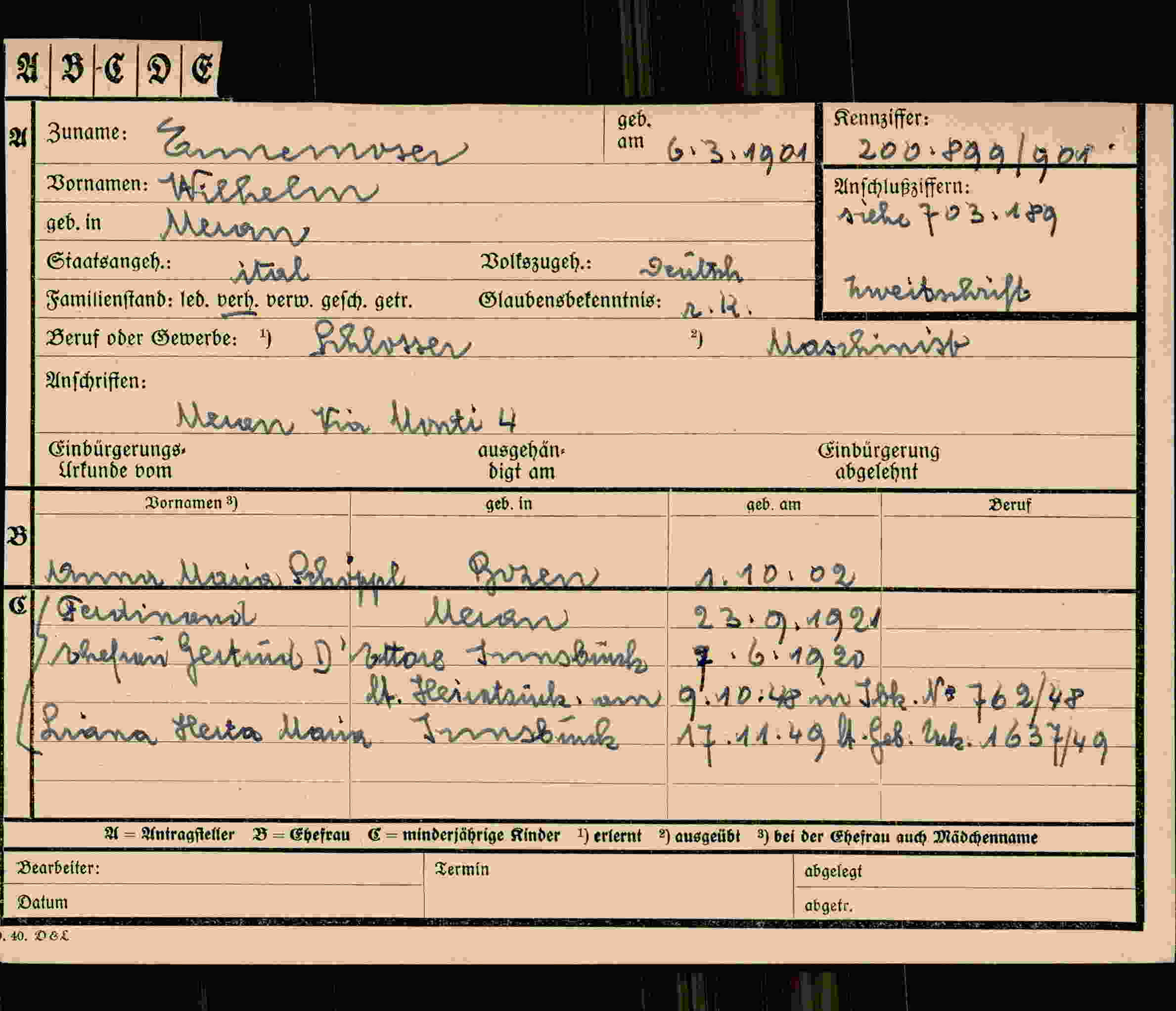 Dokument für Wilhelm Ennemoser