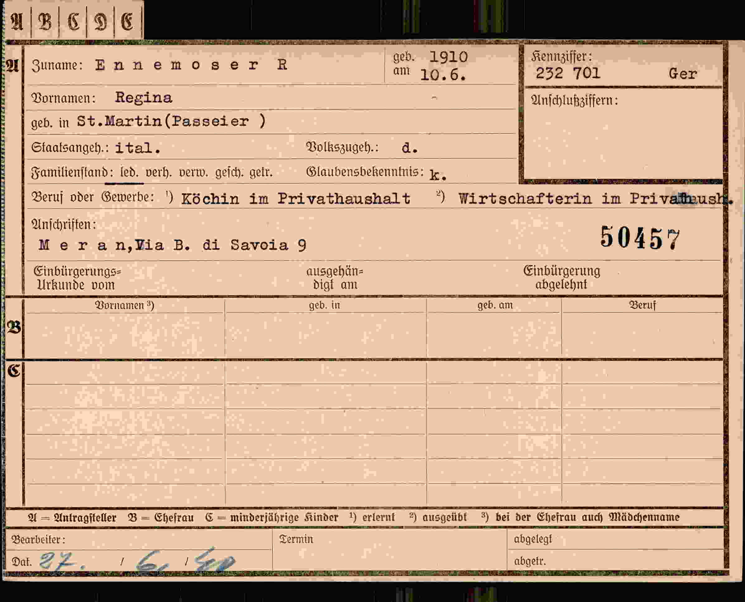 Vorderseite des Dokuments