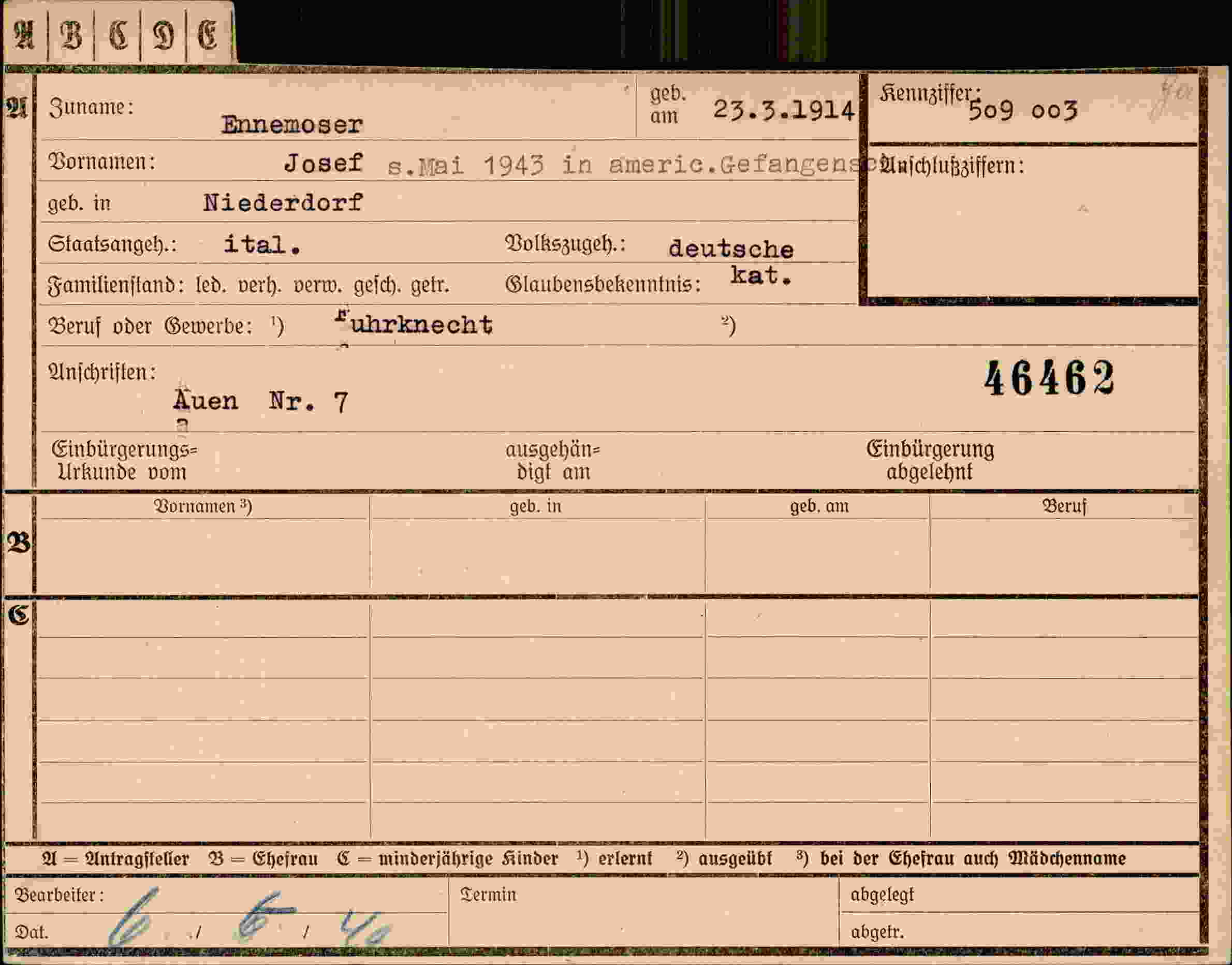 Dokument für Josef Ennemoser