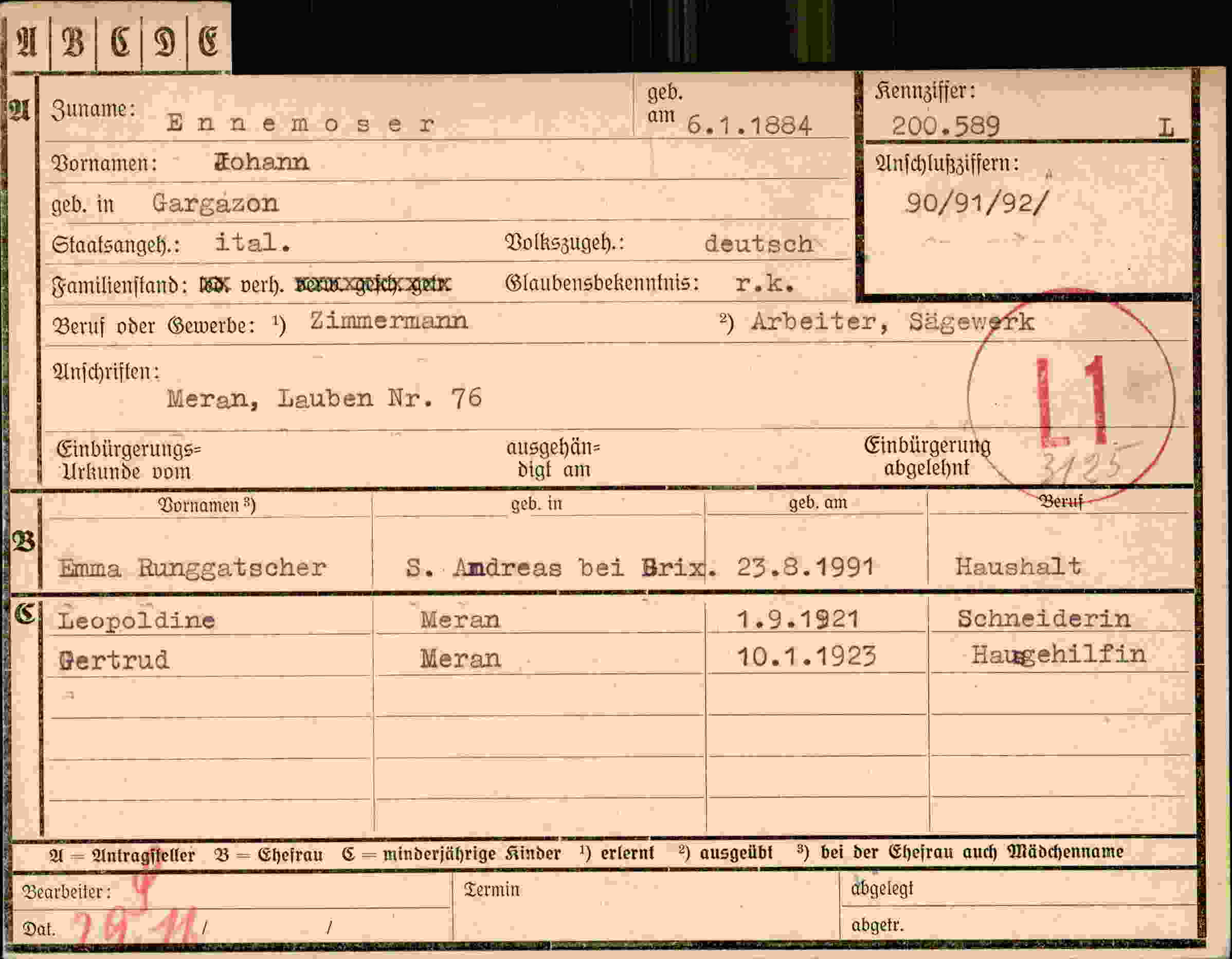 Dokument für Johann Ennemoser