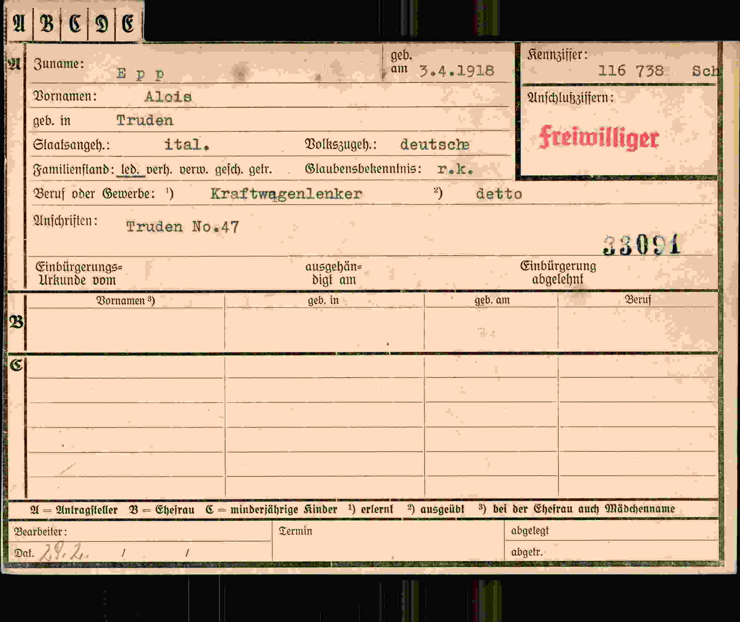Dokument für Alois Epp