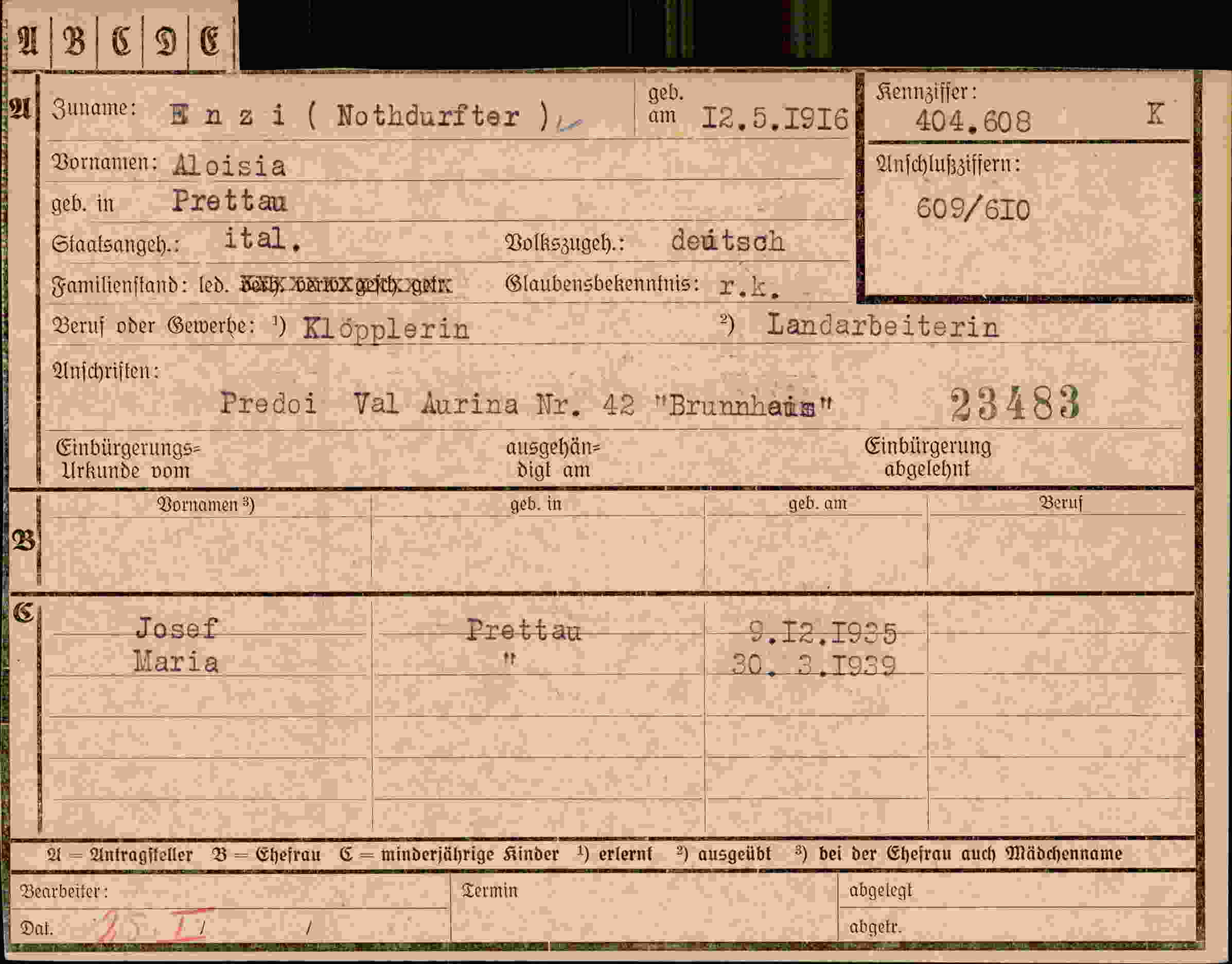Vorderseite des Dokuments