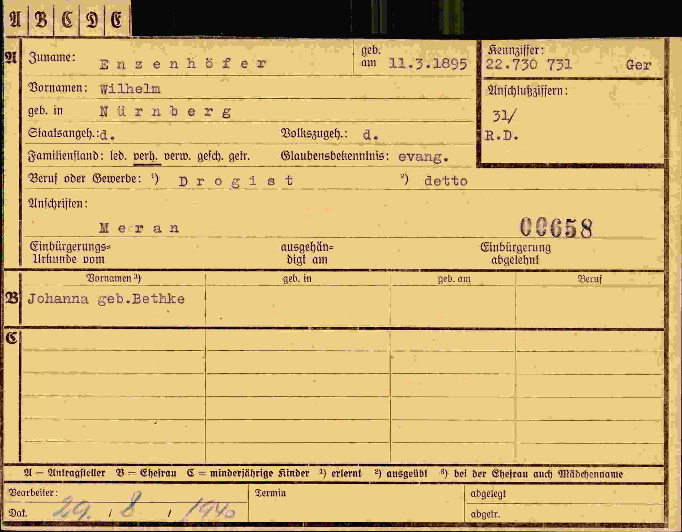 Dokument für Wilhelm Enzenhöfer