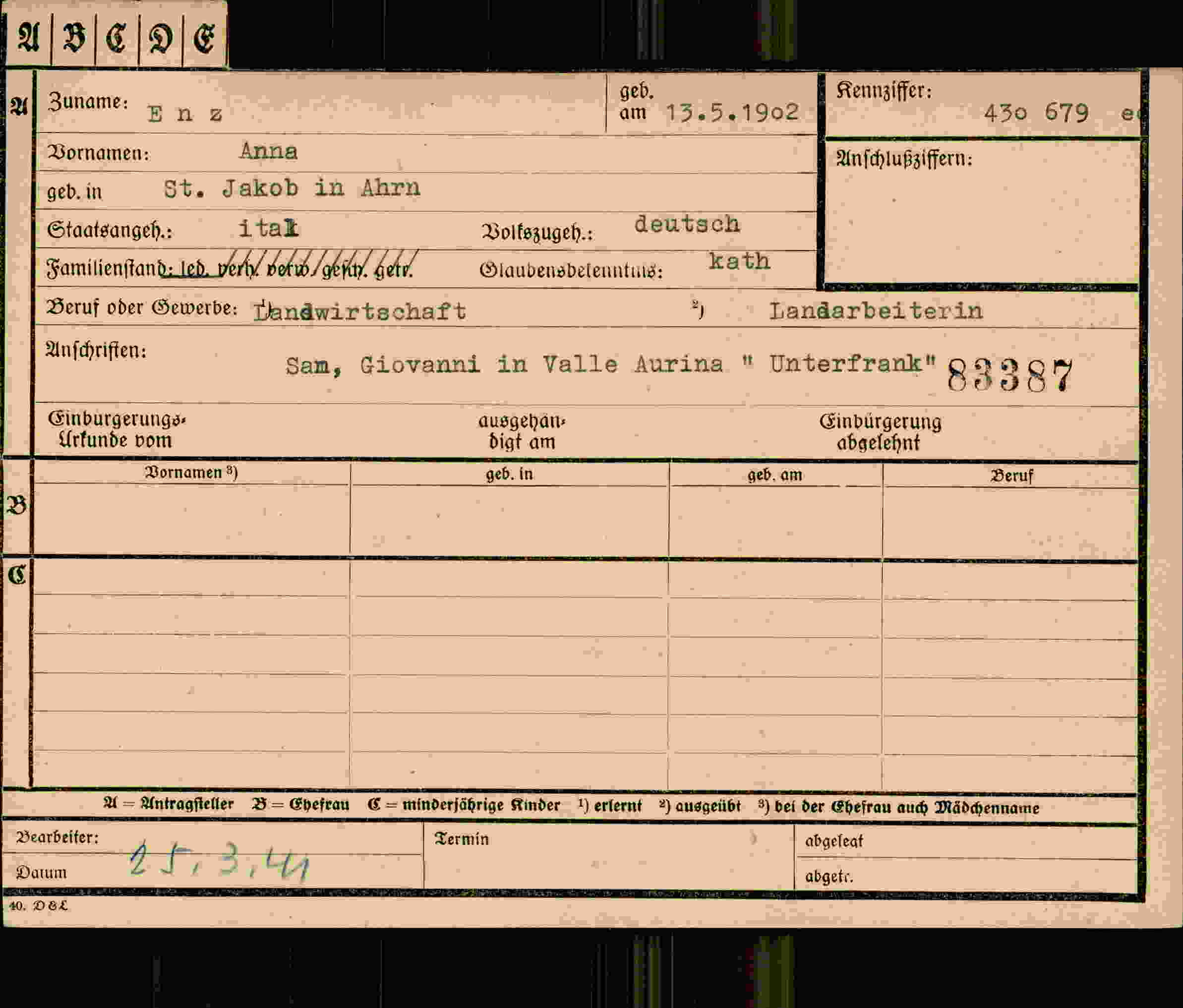 Dokument für Anna Enz