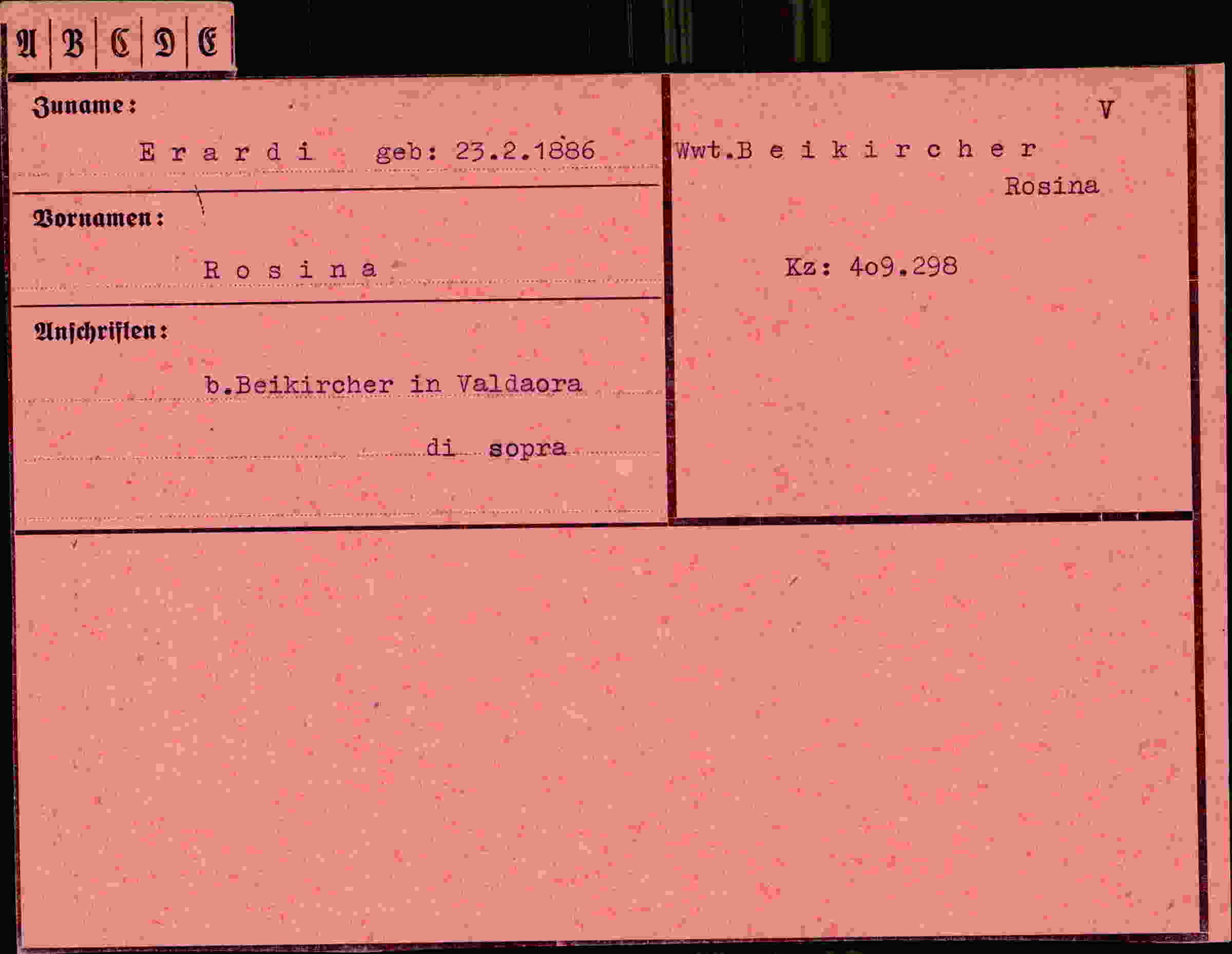 Vorderseite des Dokuments