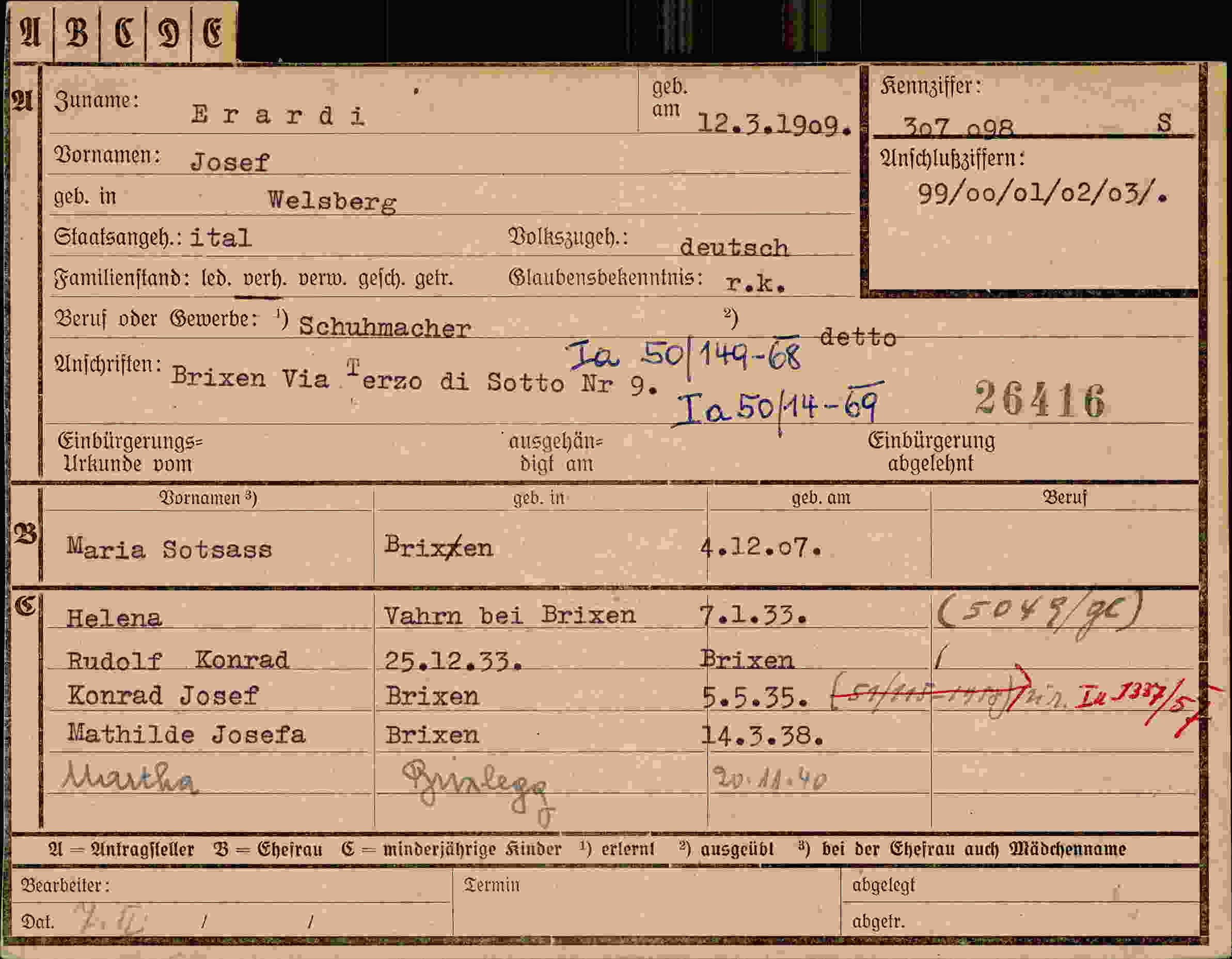 Dokument für Josef Erardi