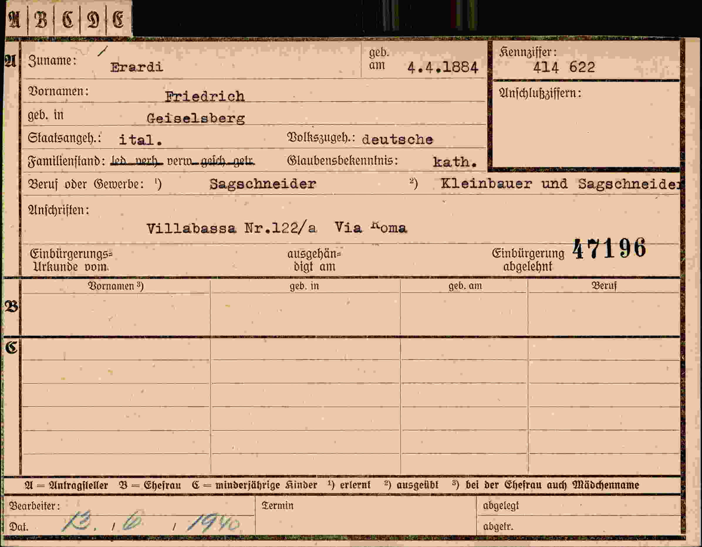 Dokument für Friedrich Erardi