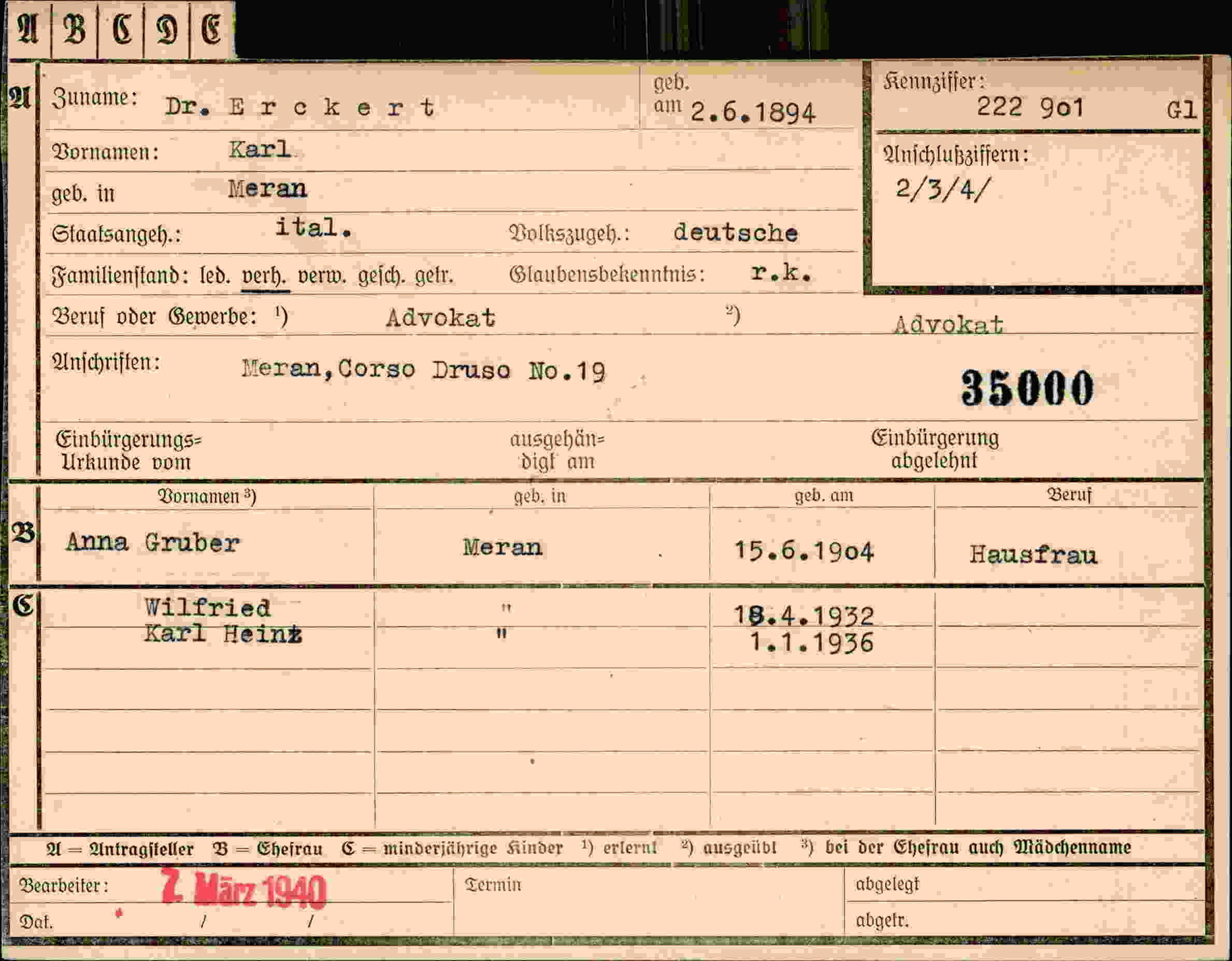 Dokument für Karl Erckert