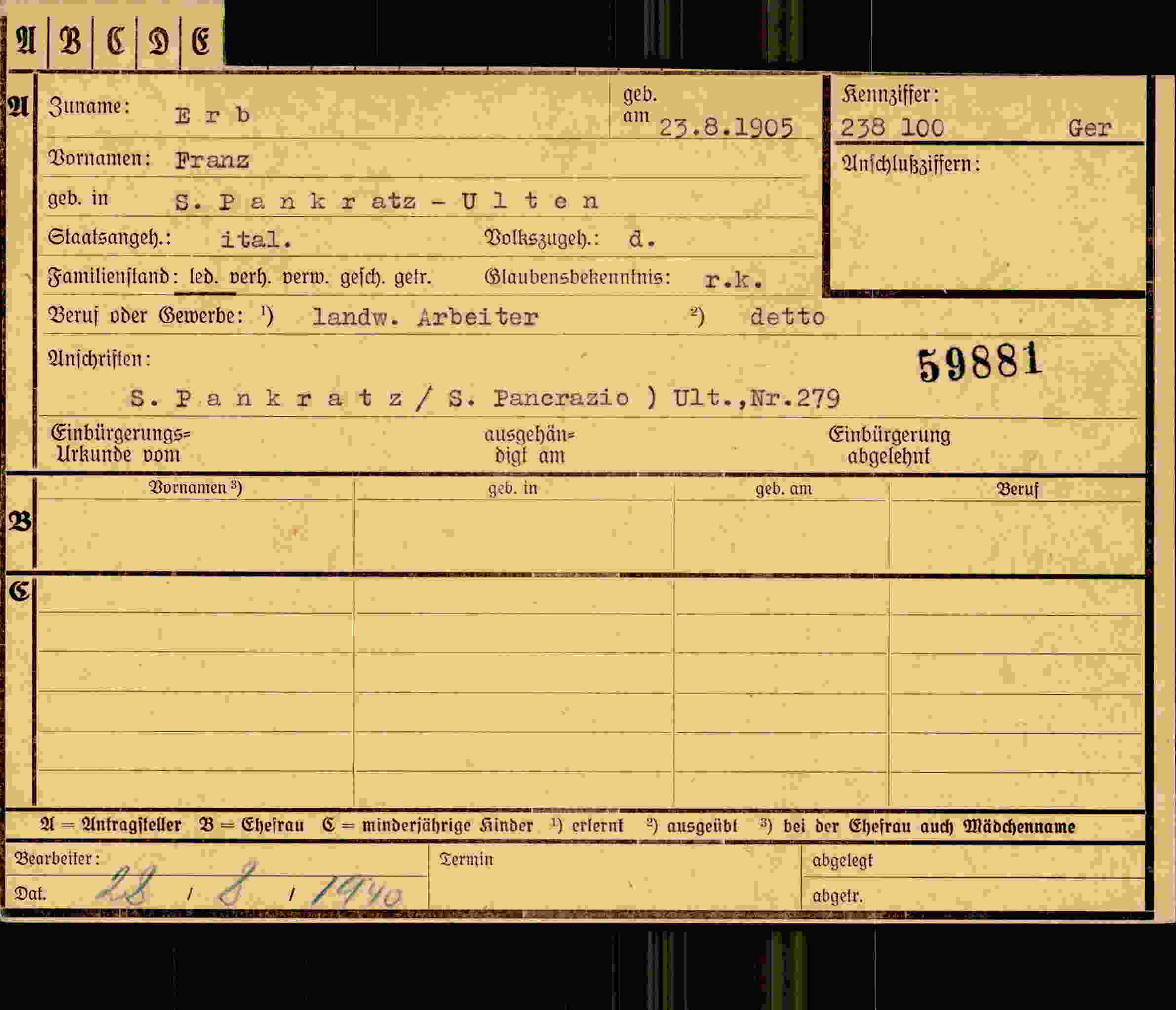 Dokument für Franz Erb