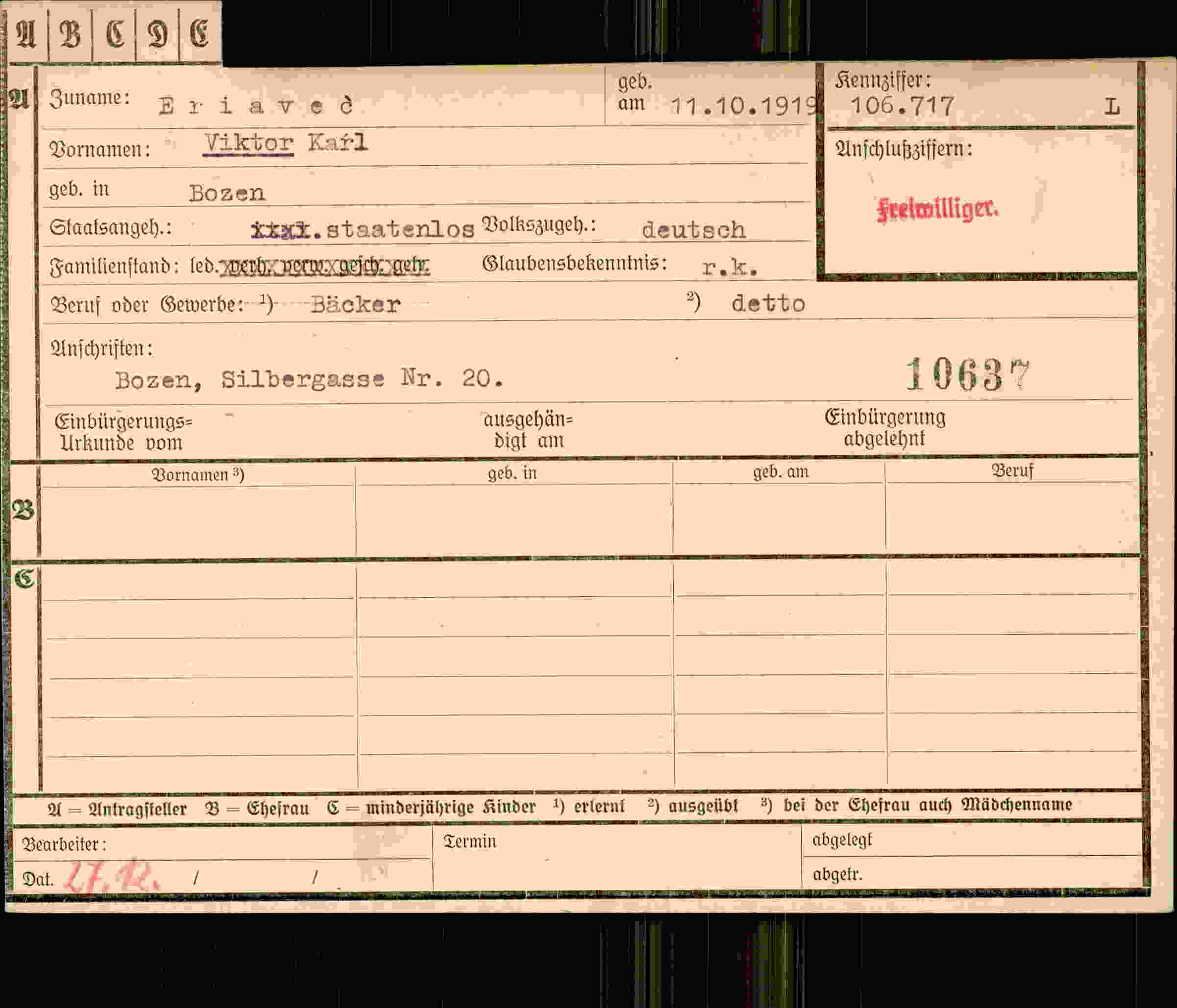 Vorderseite des Dokuments