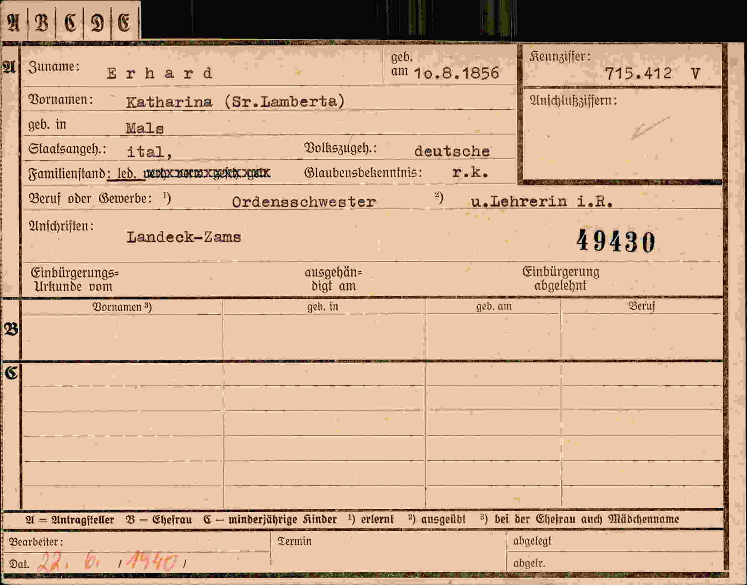Dokument für Katharina Erhard