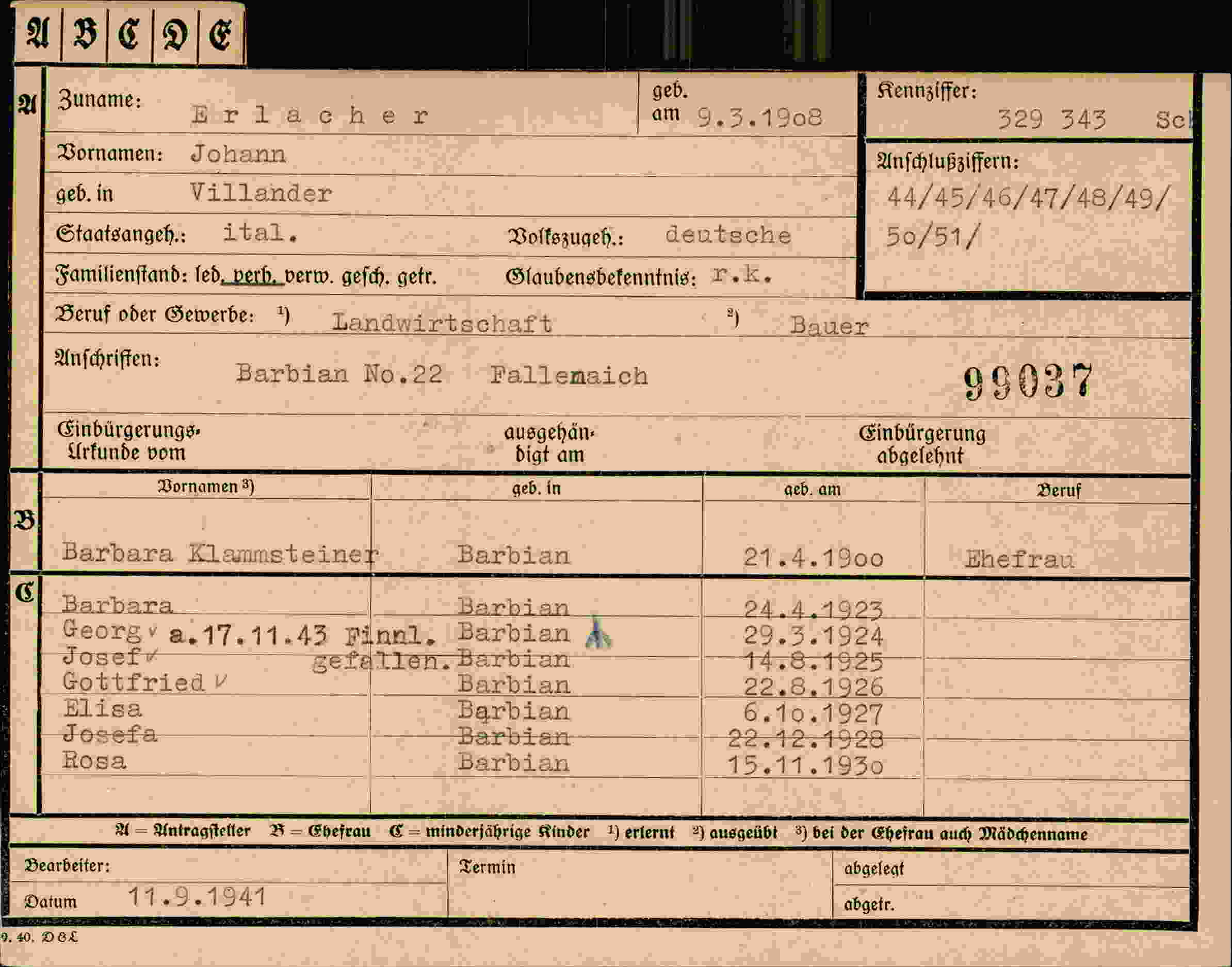 Dokument für Johann Erlacher
