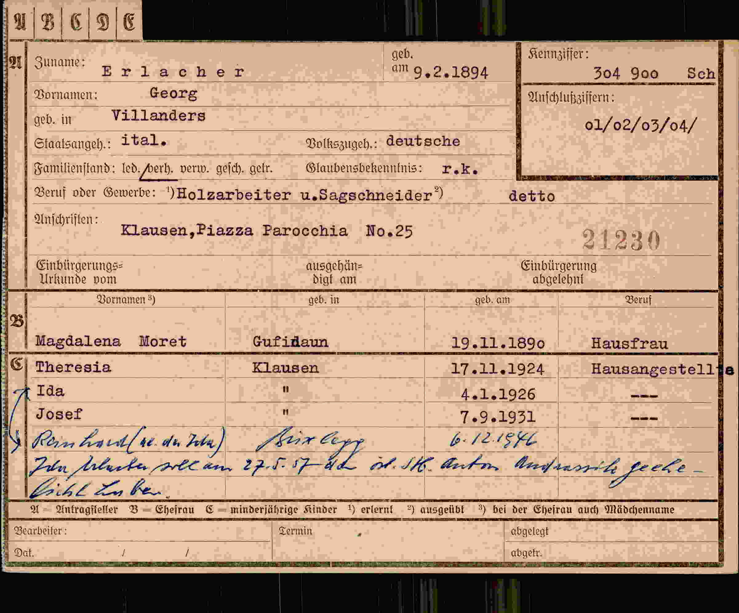 Dokument für Georg Erlacher