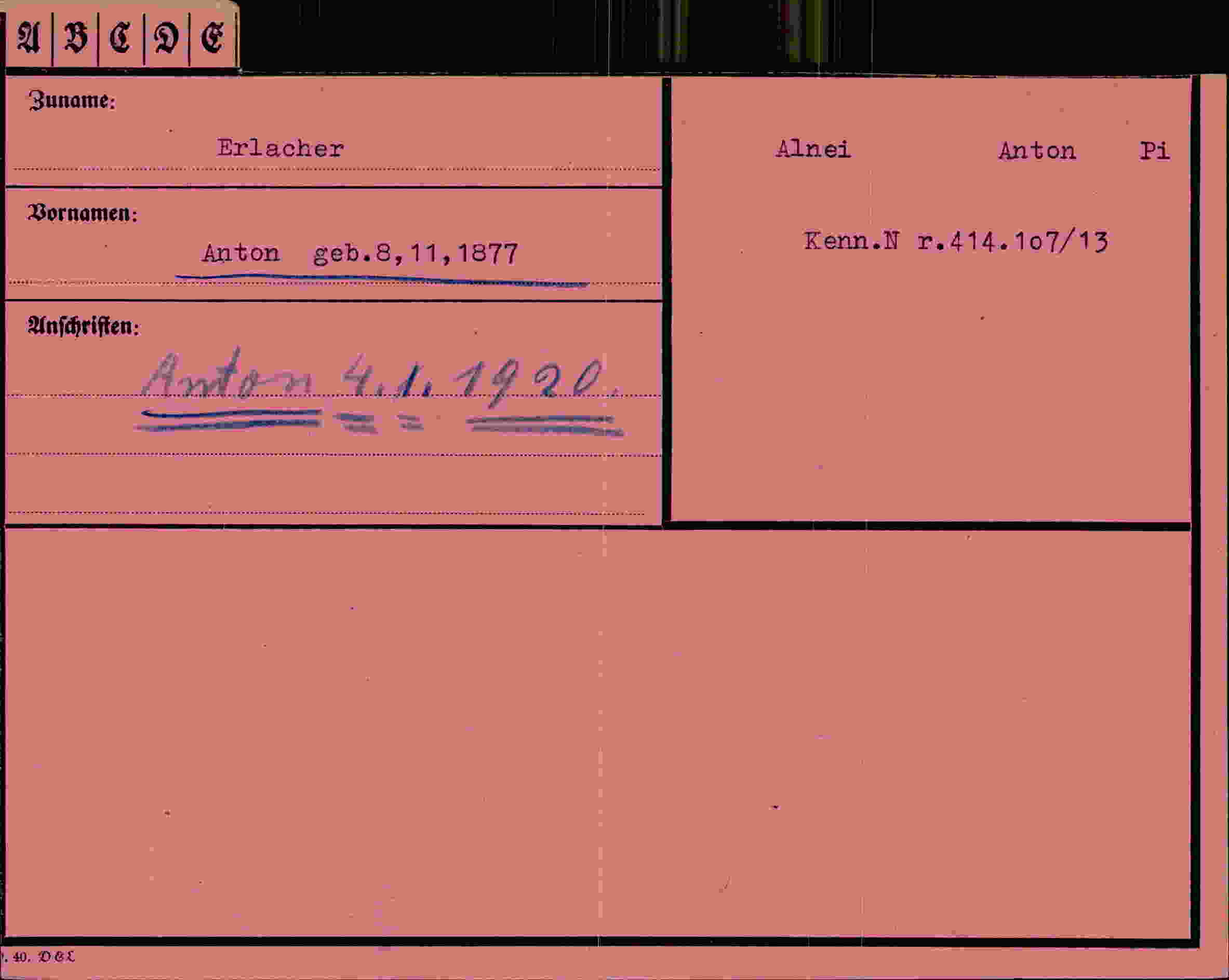 Vorderseite des Dokuments