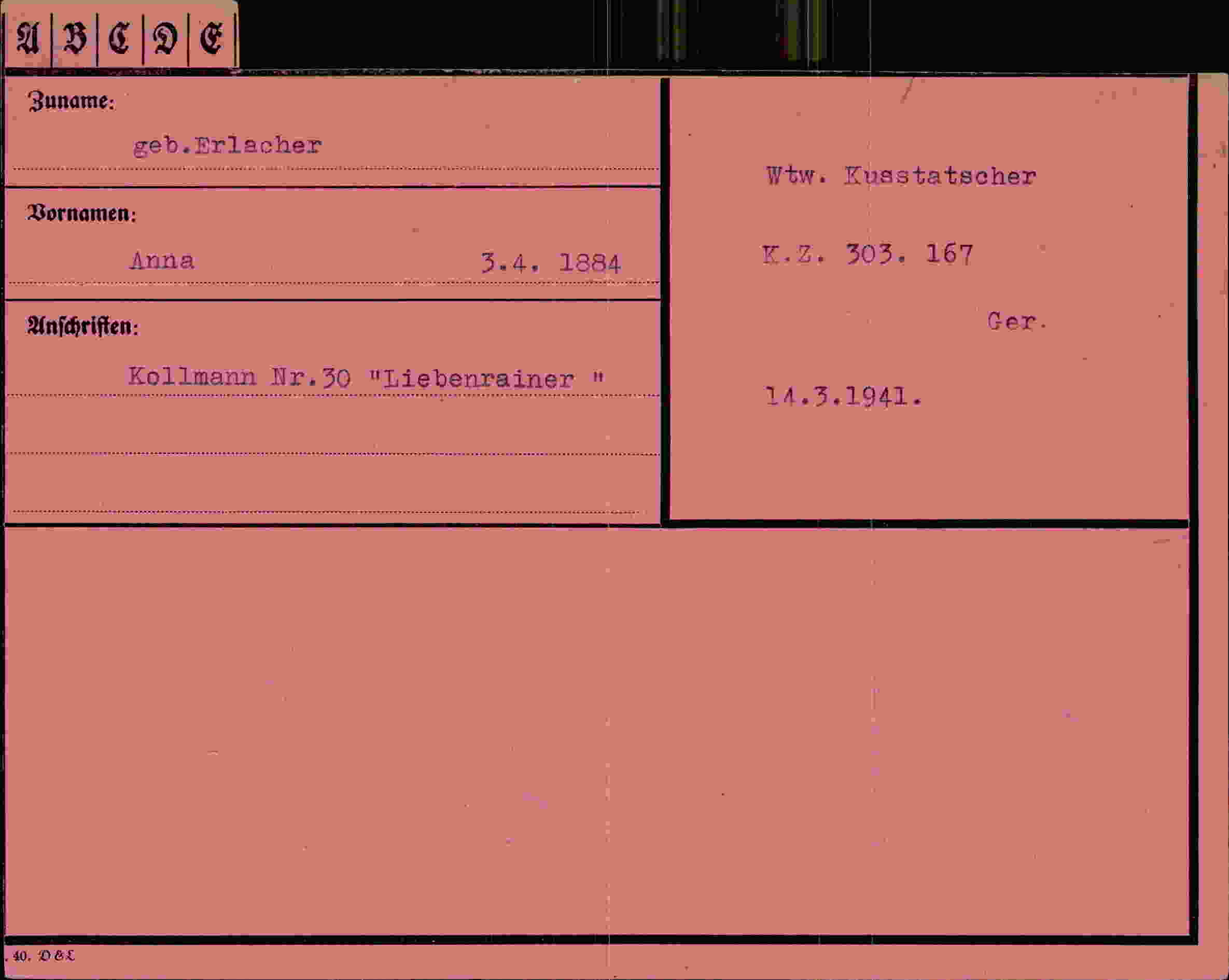 Vorderseite des Dokuments