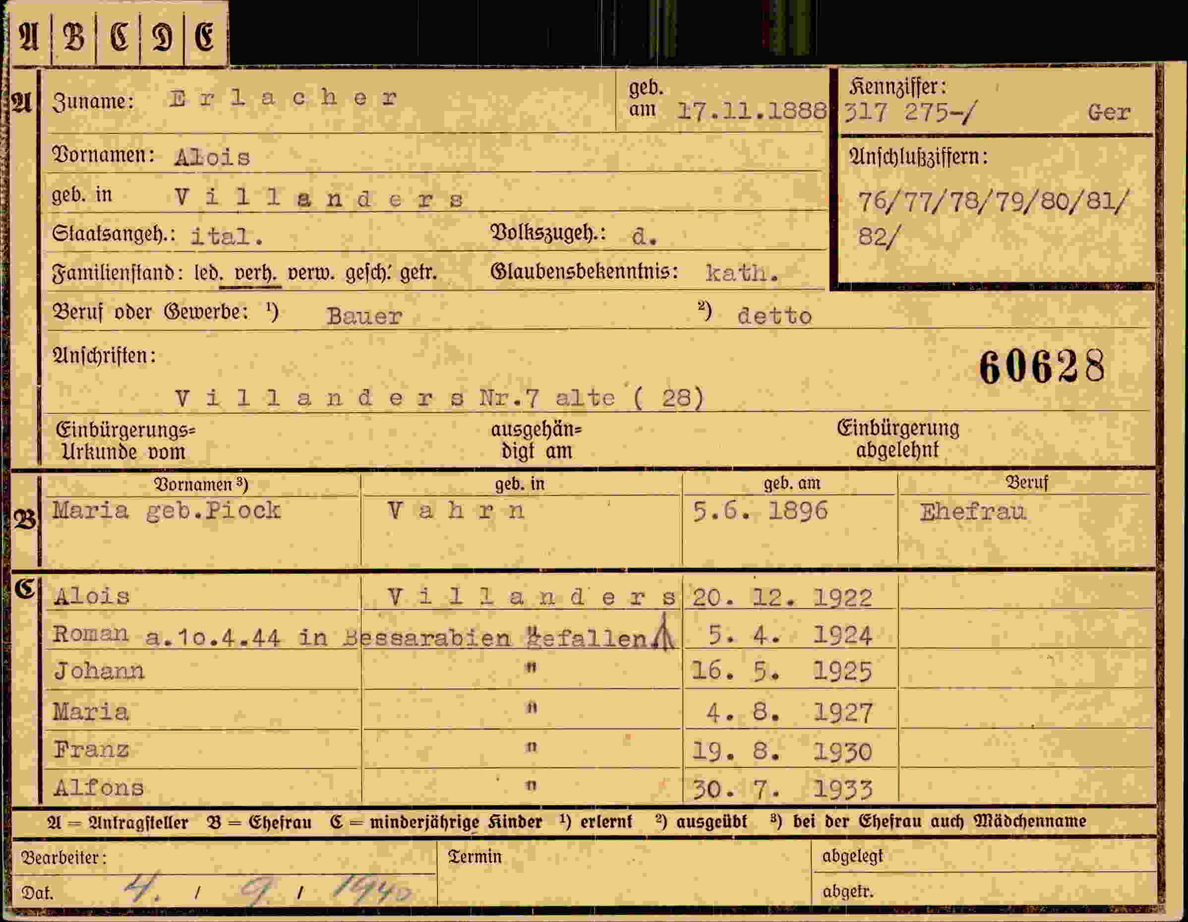 Dokument für Alois Erlacher