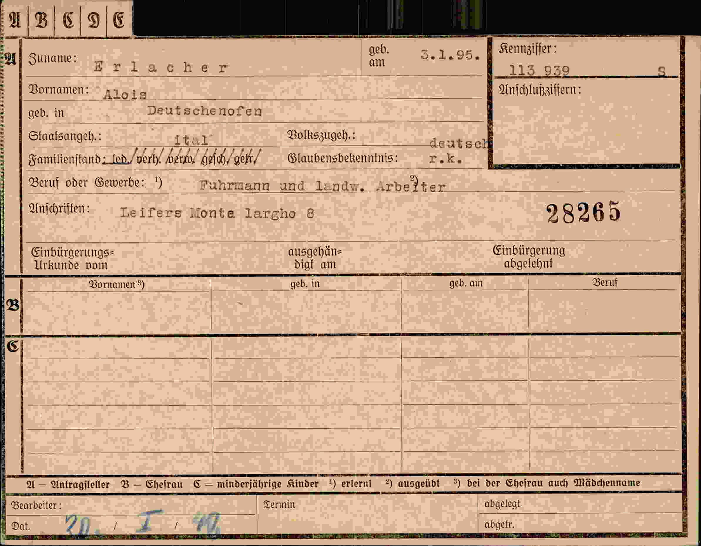 Dokument für Alois Erlacher