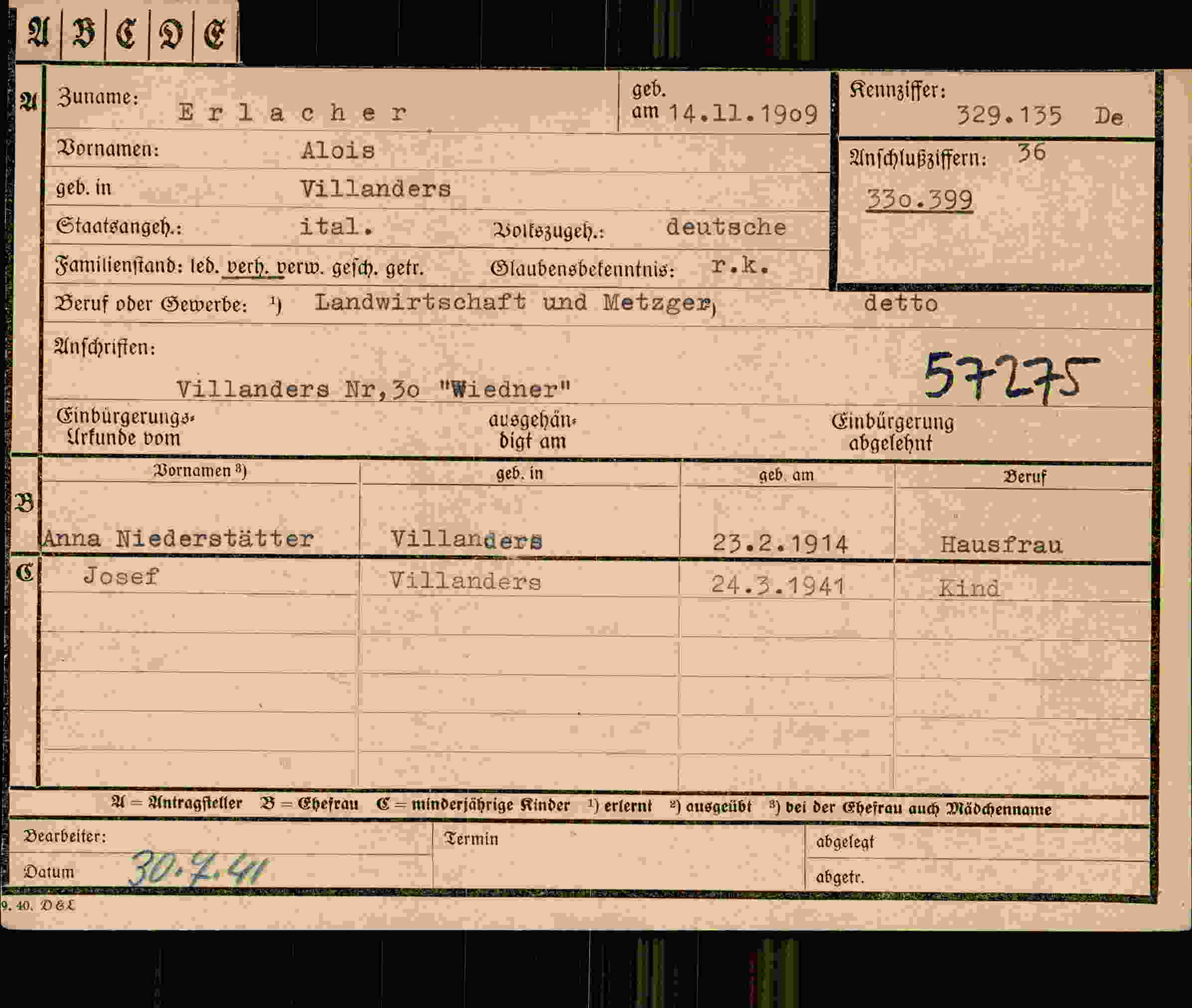 Dokument für Alois Erlacher