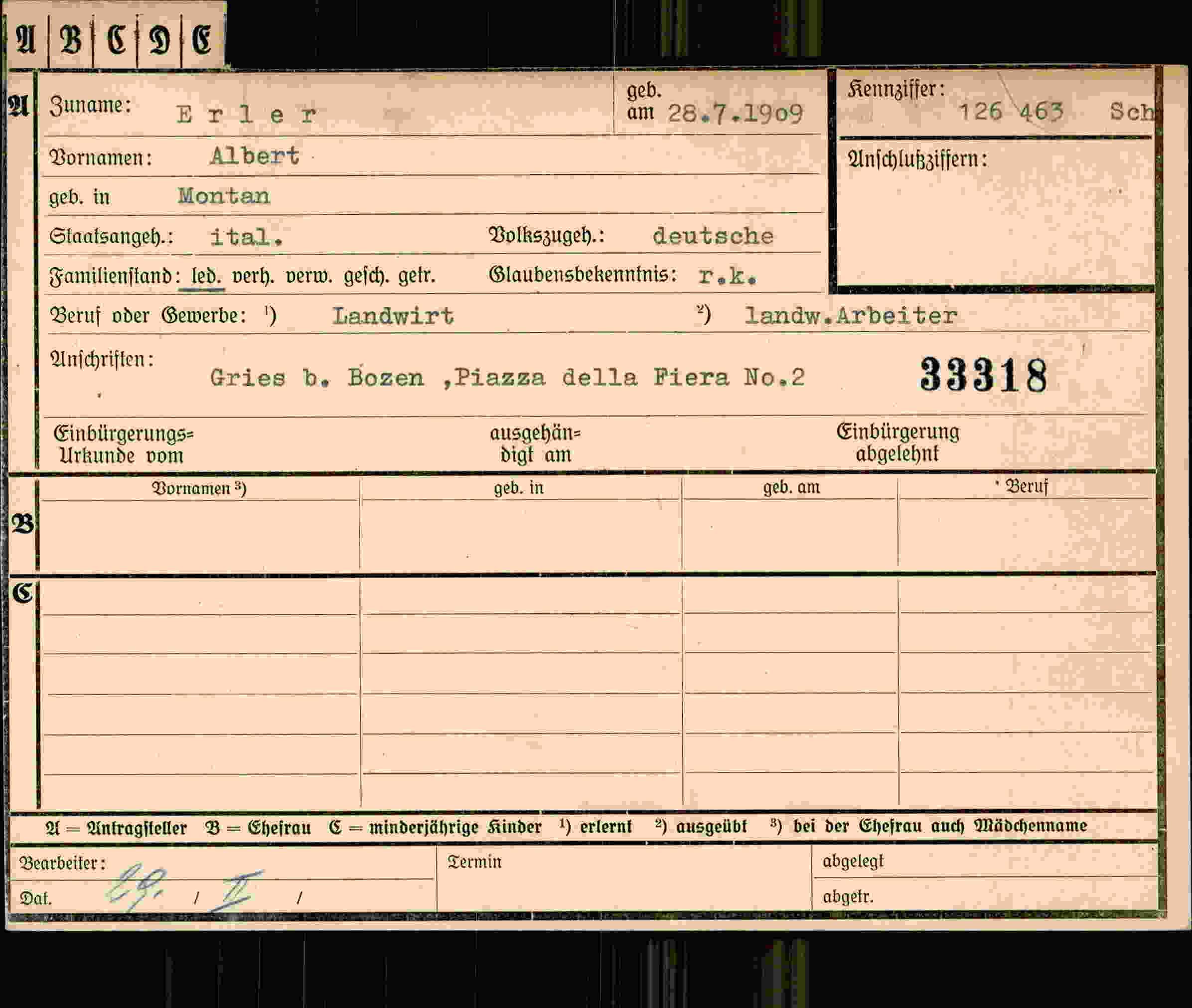 Vorderseite des Dokuments