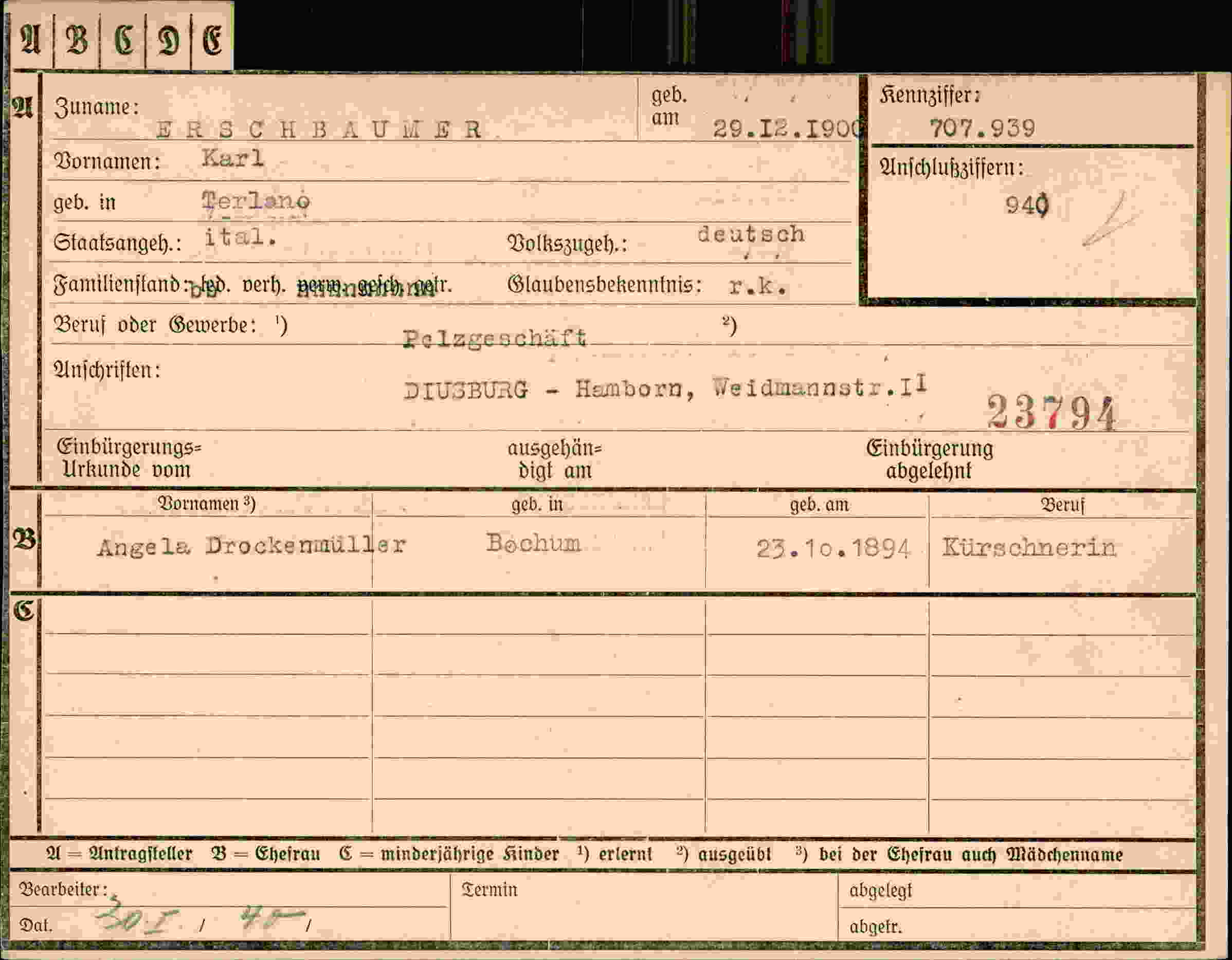 Dokument für Karl Erschbaumer