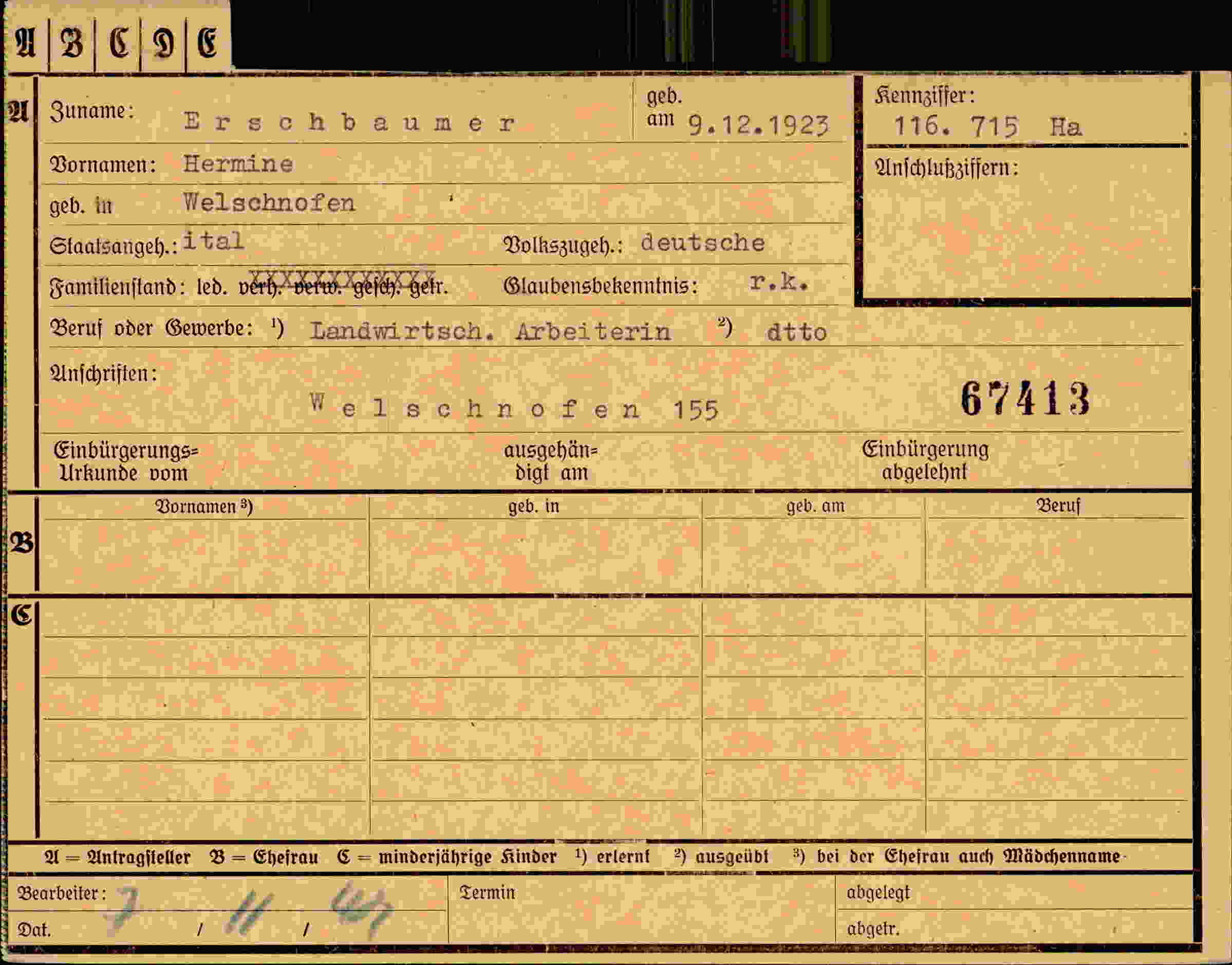 Dokument für Hermine Erschbaumer
