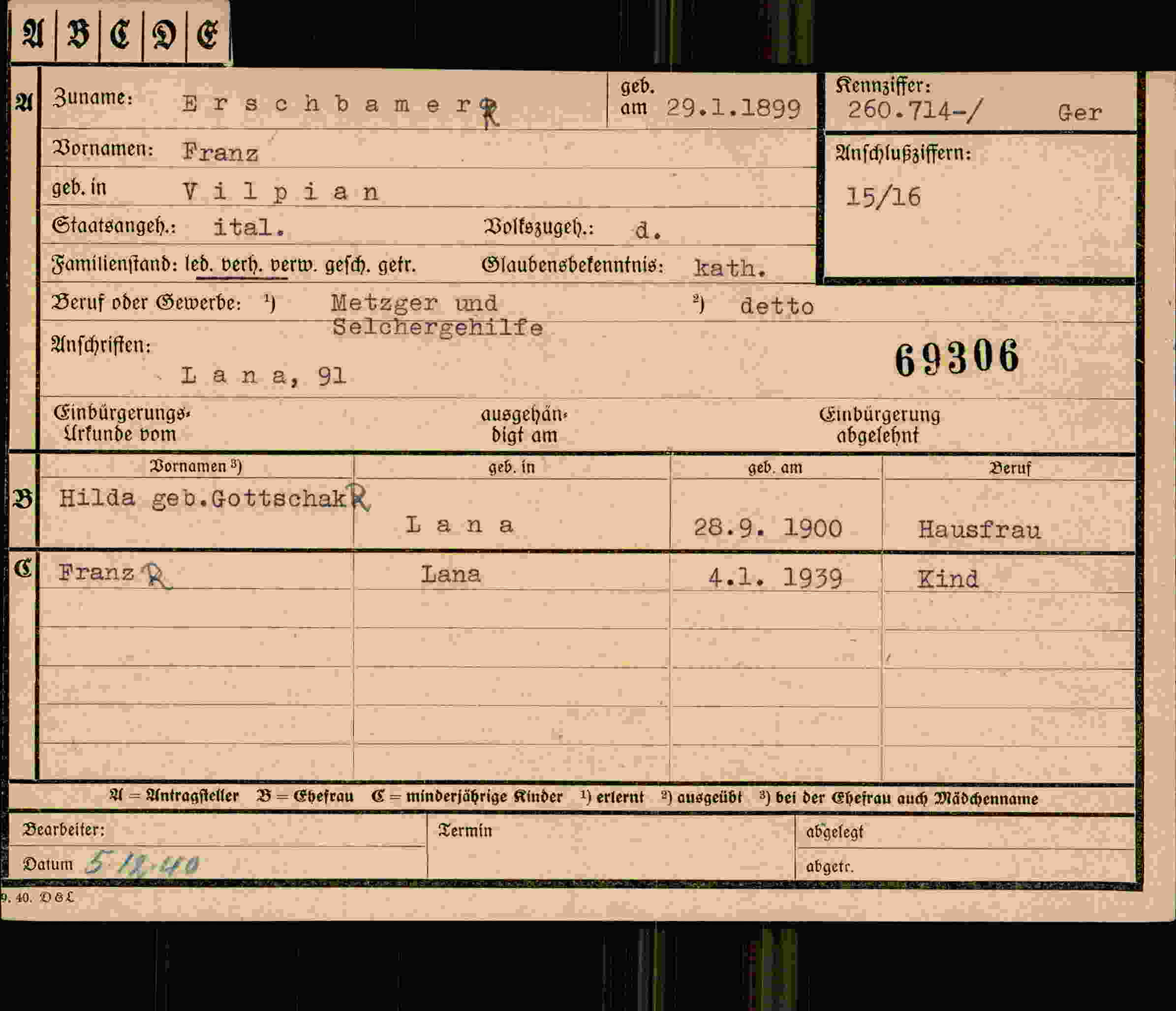 Vorderseite des Dokuments