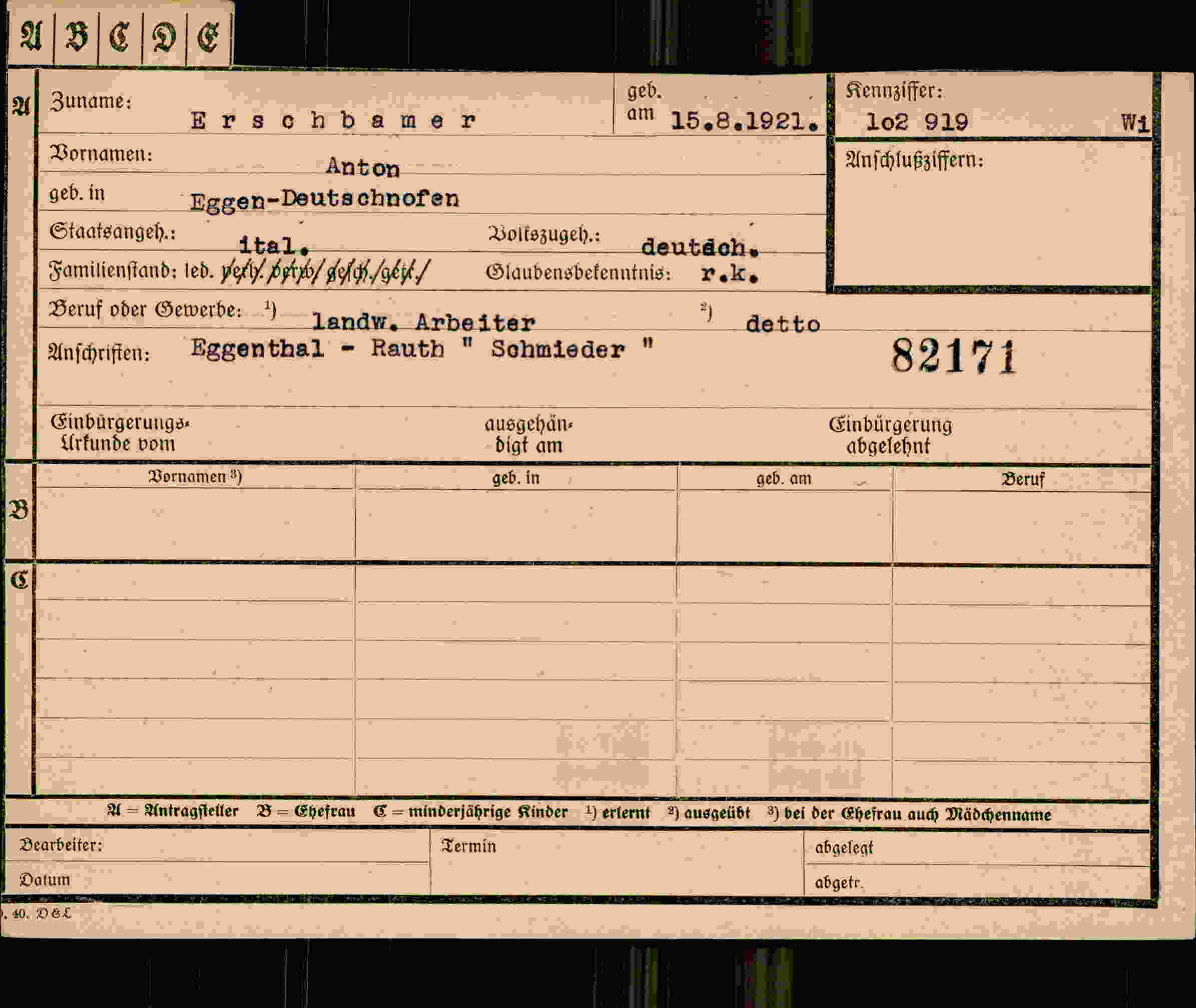 Dokument für Anton Erschbamer