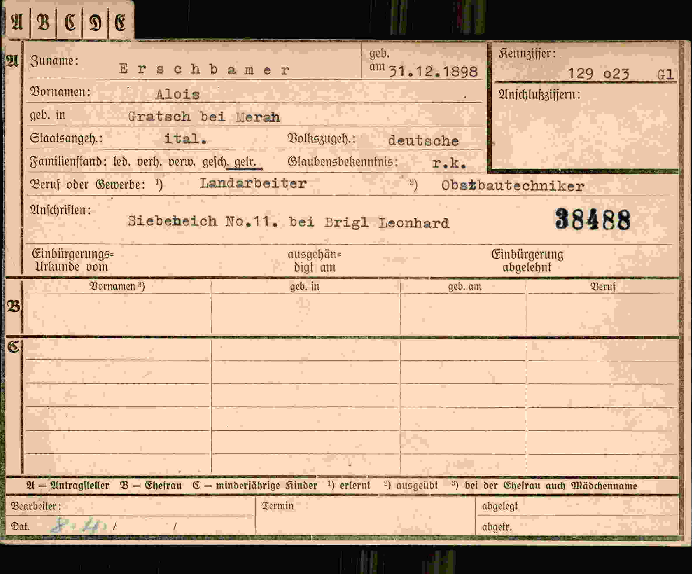 Dokument für Alois Erschbamer