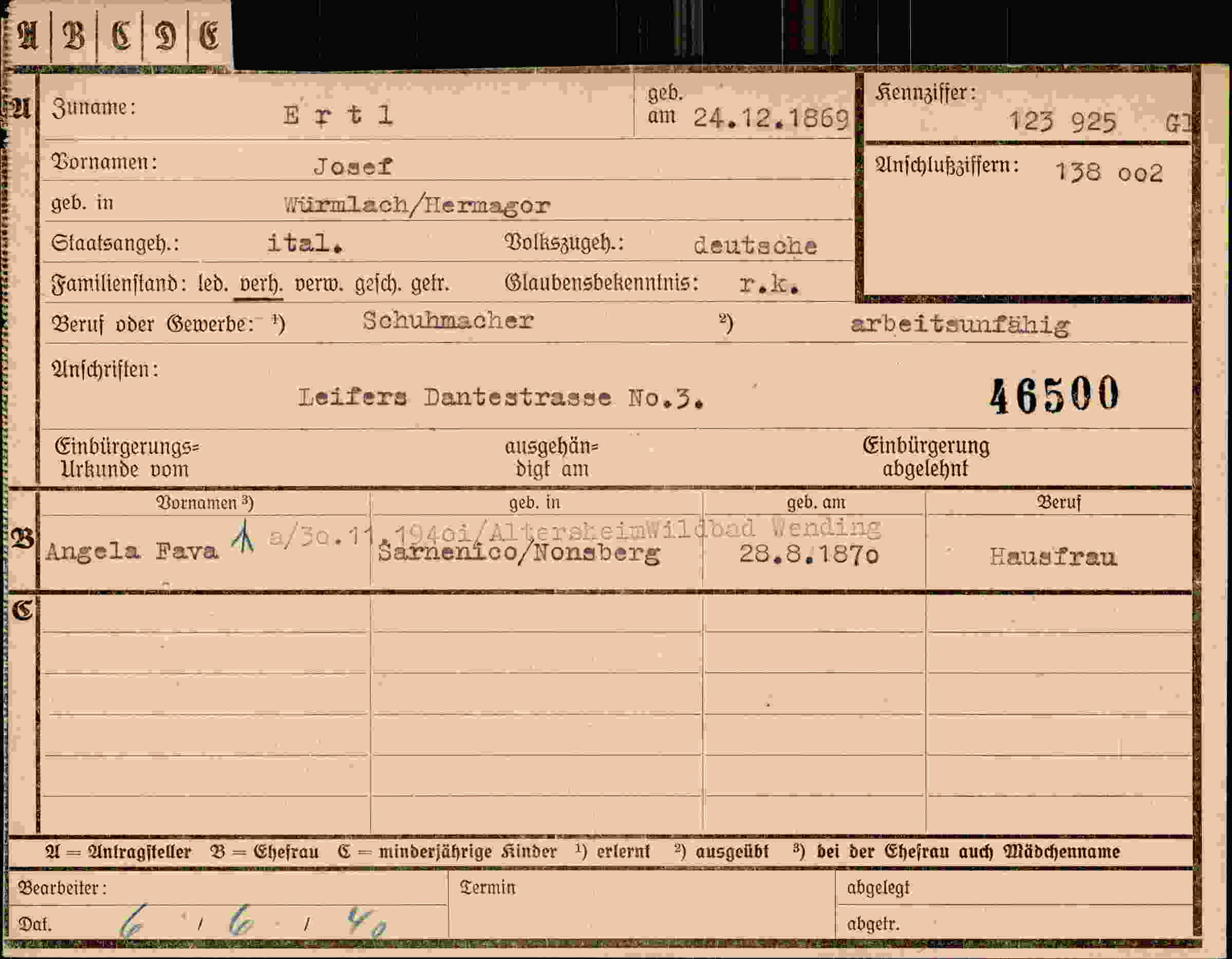 Dokument für Josef Ertl