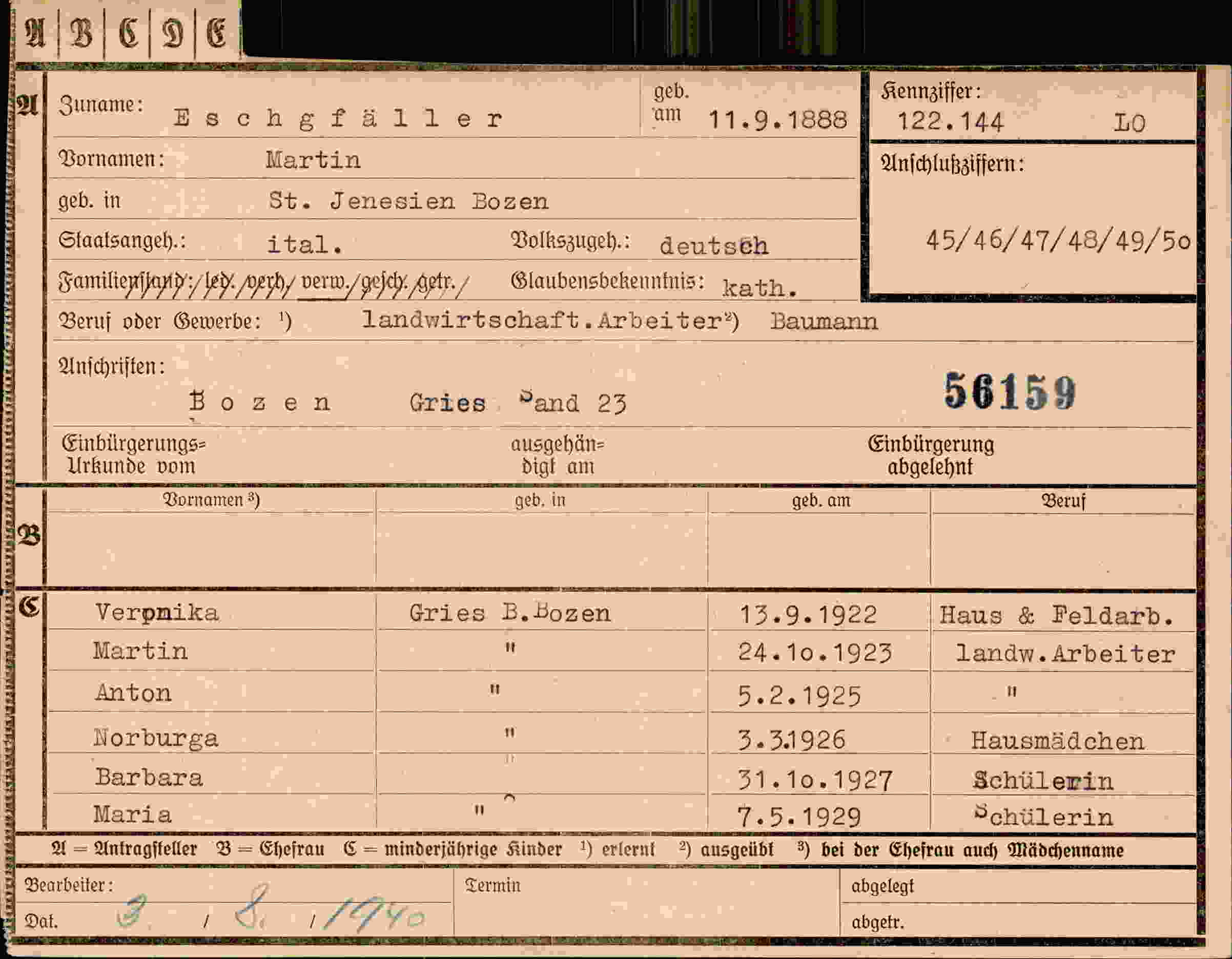 Dokument für Martin Eschgfäller