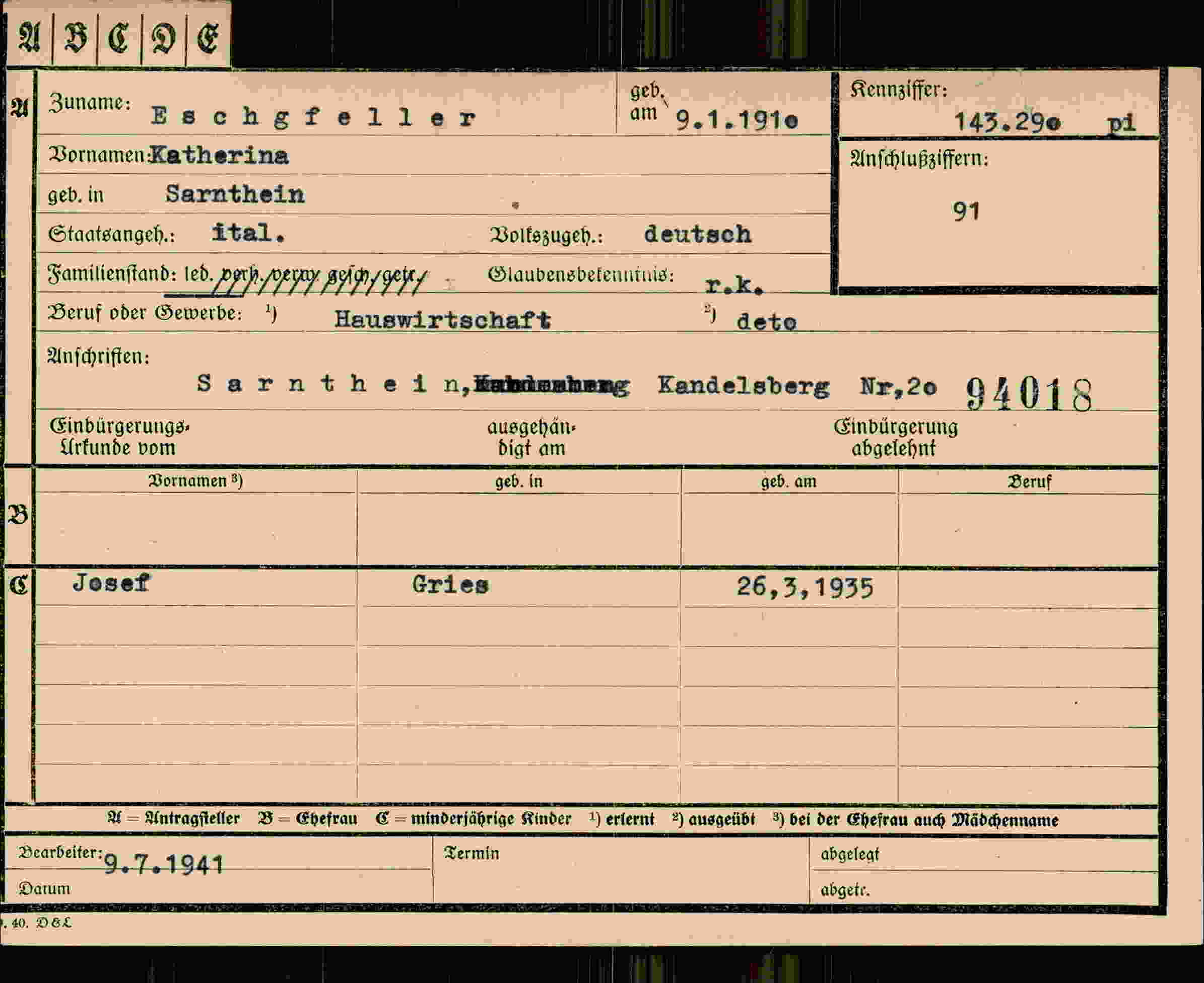 Vorderseite des Dokuments