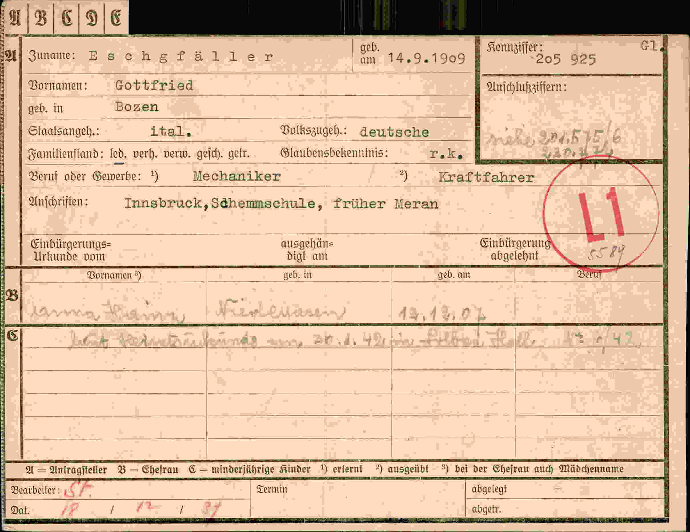 Dokument für Gottfried Eschgfäller