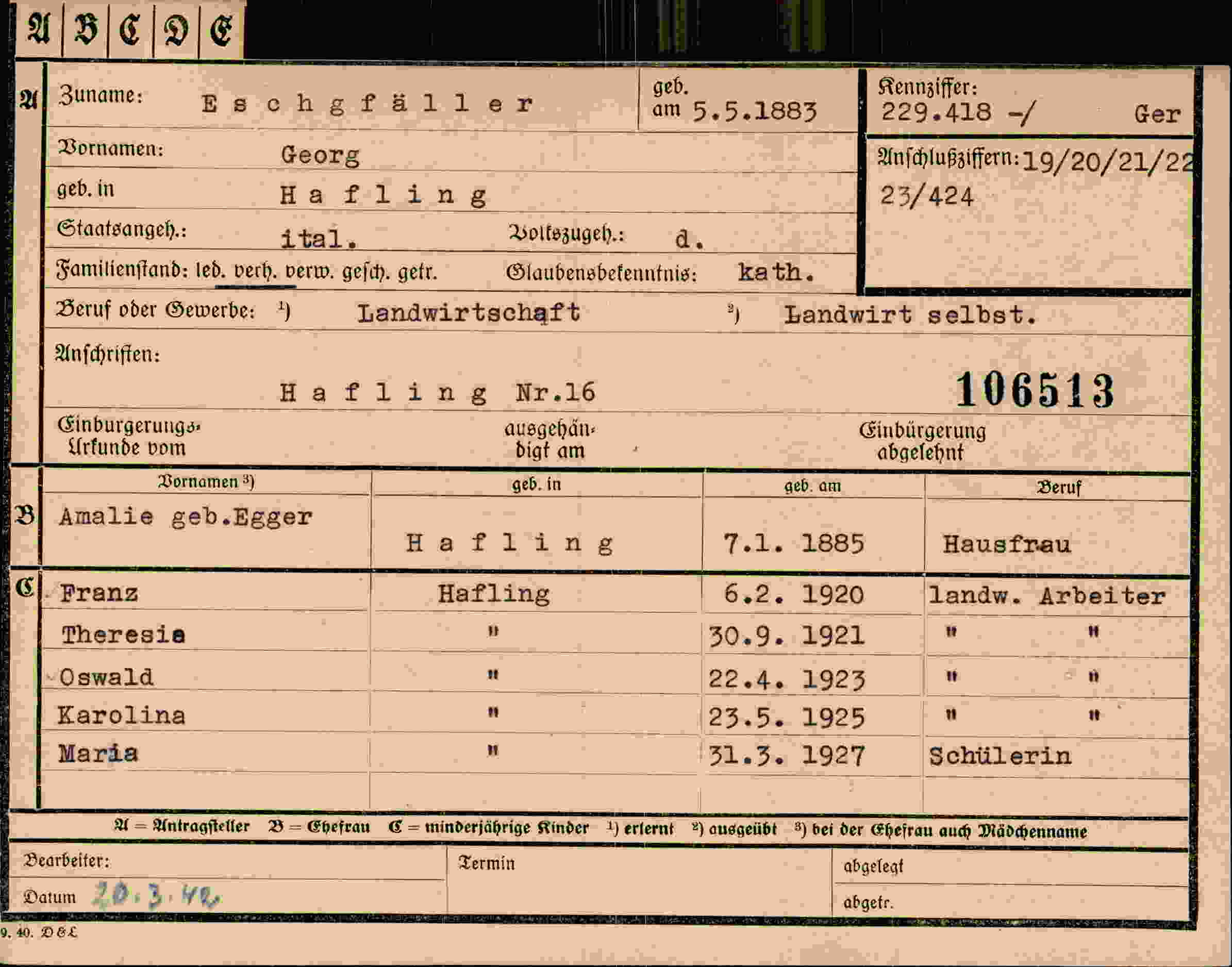 Dokument für Georg Eschgfäller