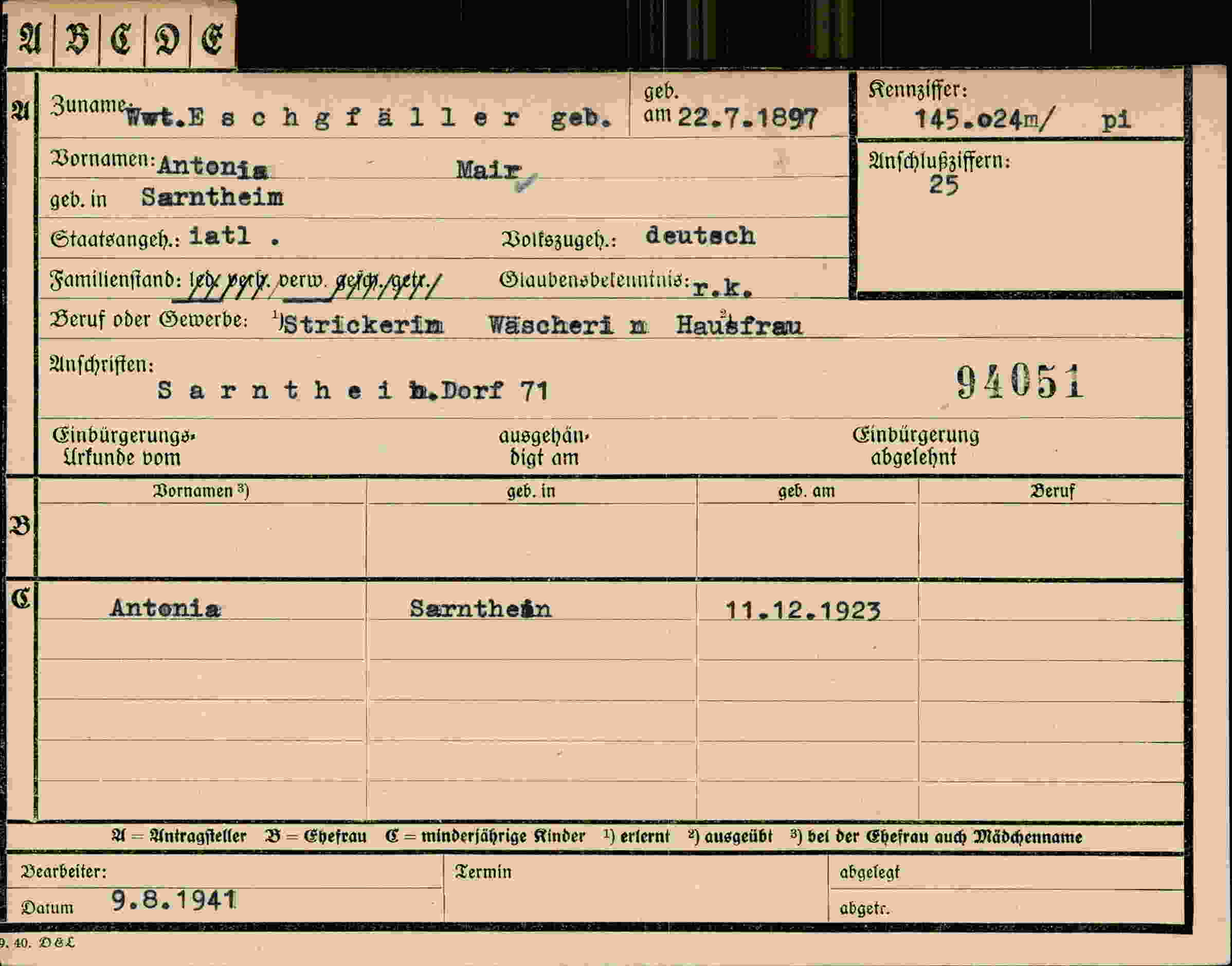 Dokument für Antoni Eschgfäller