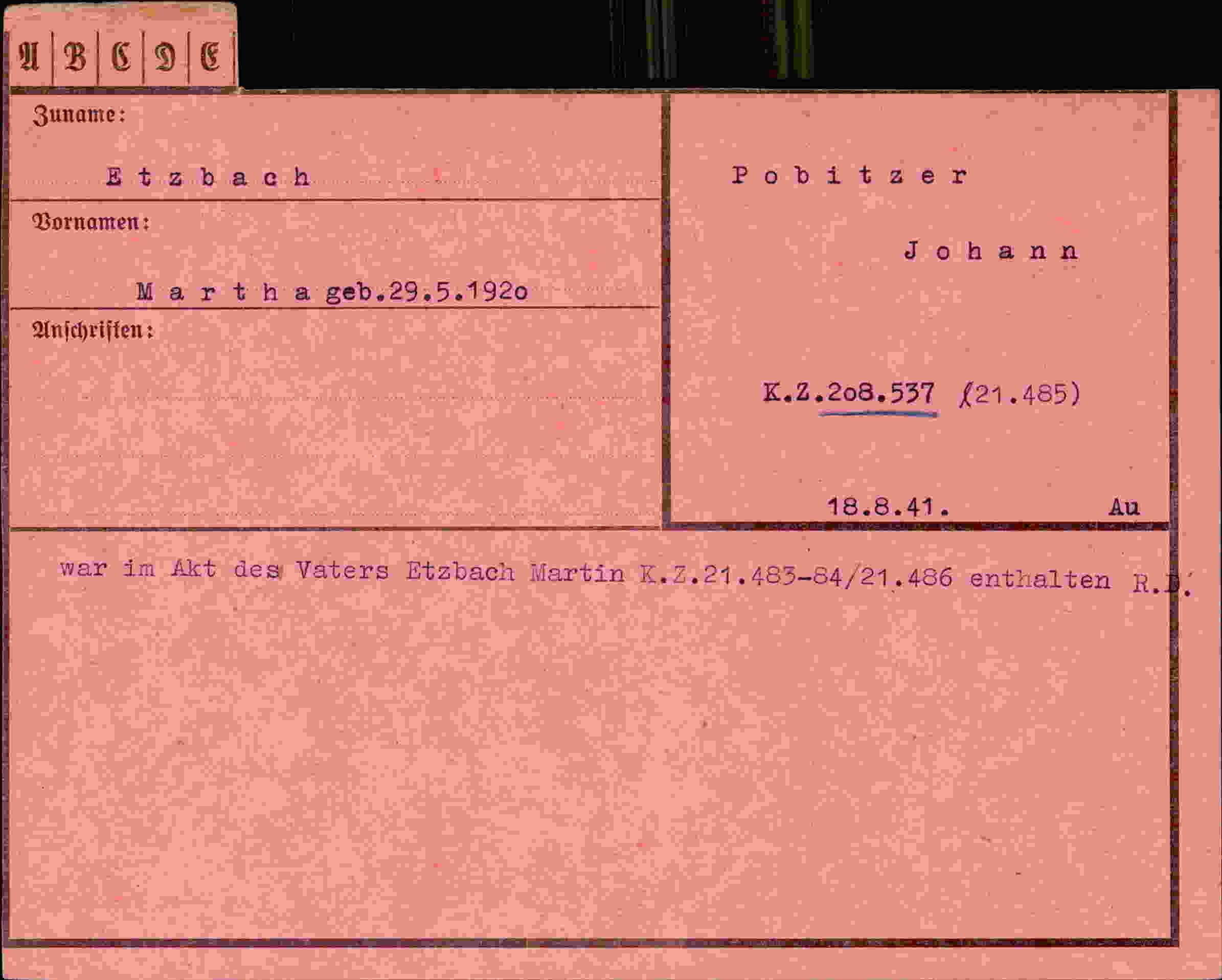 Vorderseite des Dokuments